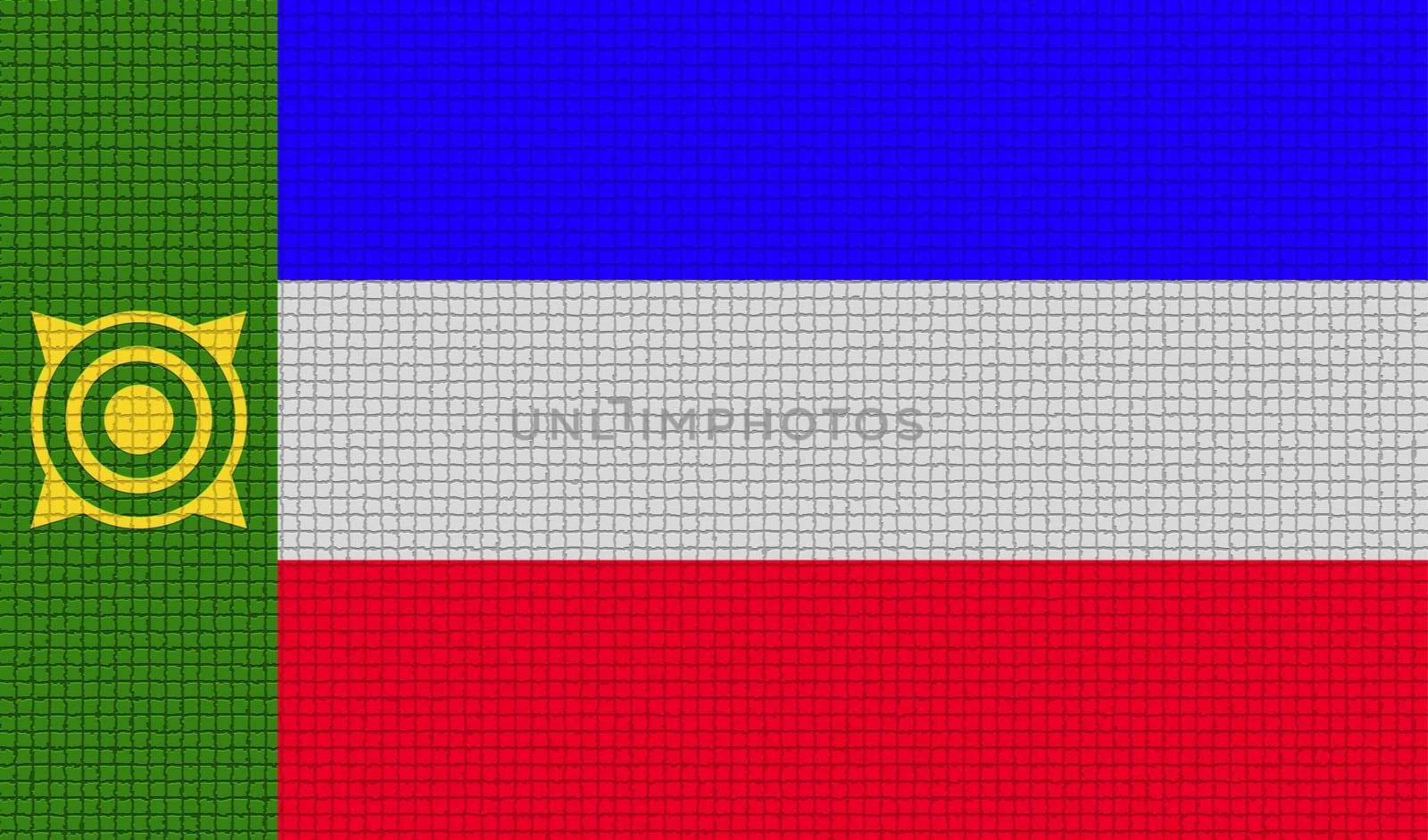 Flags of Khakassia with abstract textures. Rasterized version