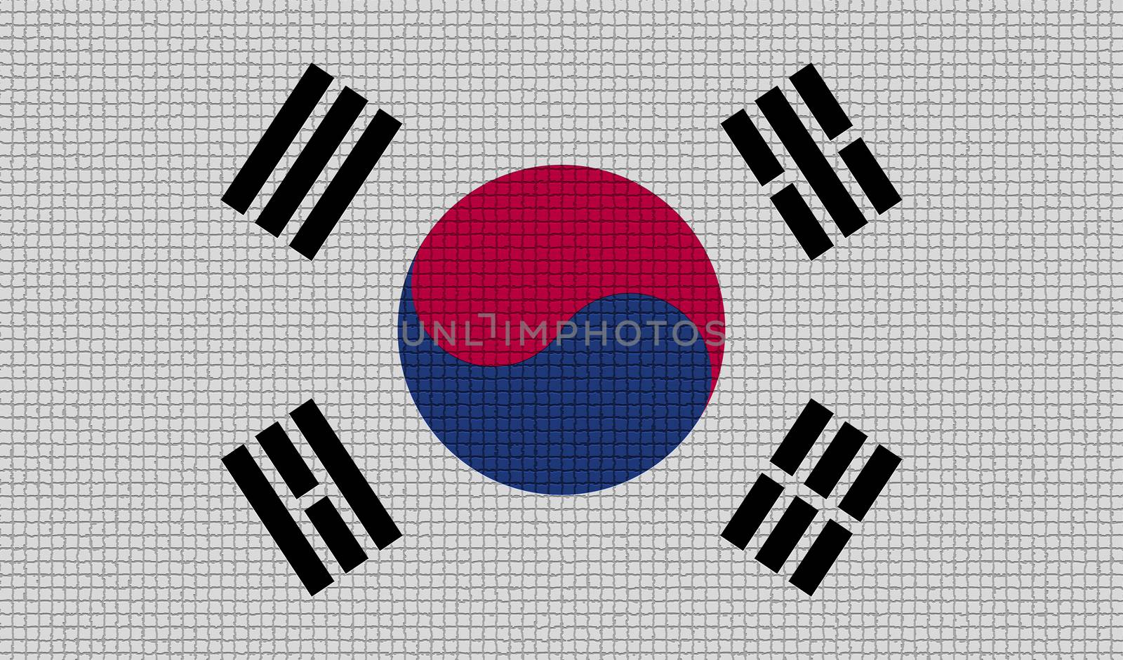 Flags Korea South with abstract textures. Rasterized by serhii_lohvyniuk