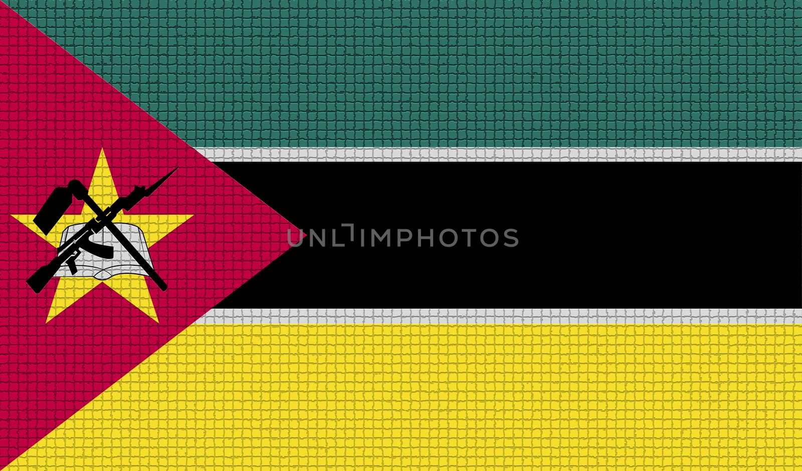 Flags of Mozambique with abstract textures. Rasterized version