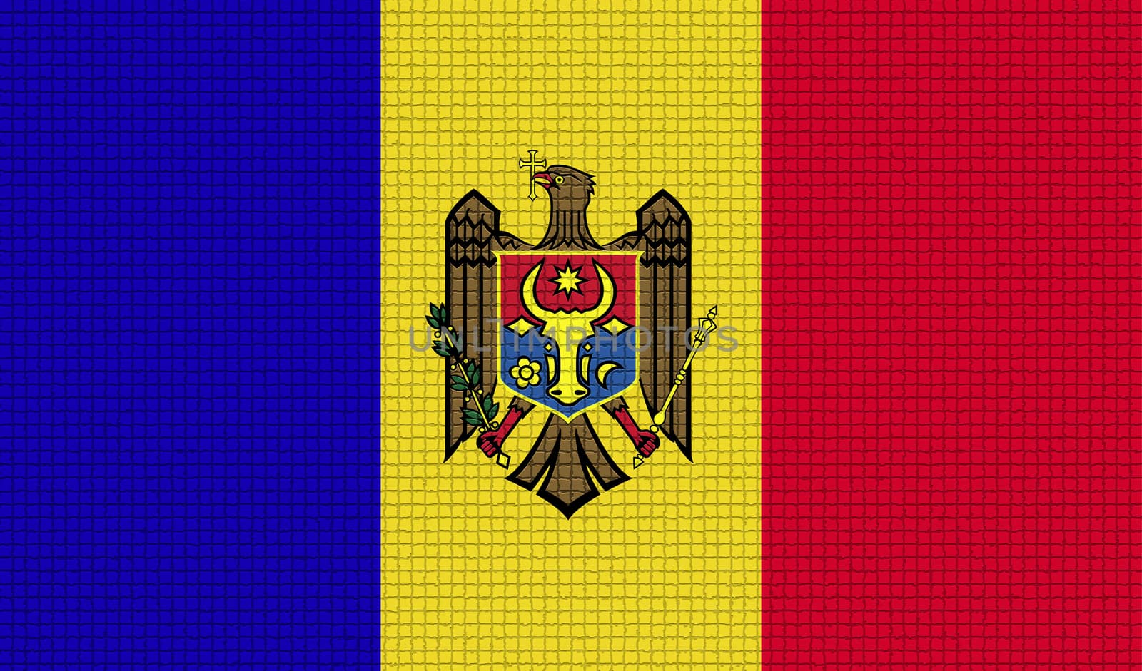 Flags of Moldova with abstract textures. Rasterized version