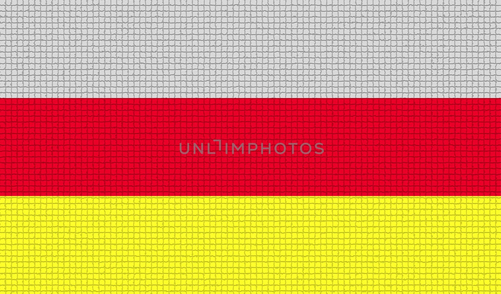 Flags of North Ossetia with abstract textures. Rasterized version