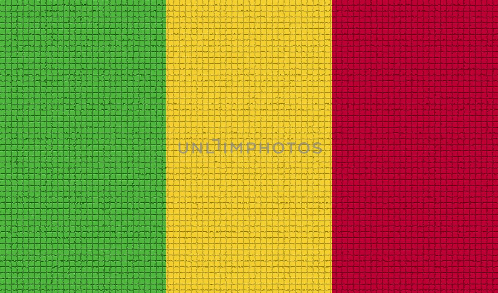 Flags of Mali with abstract textures. Rasterized version