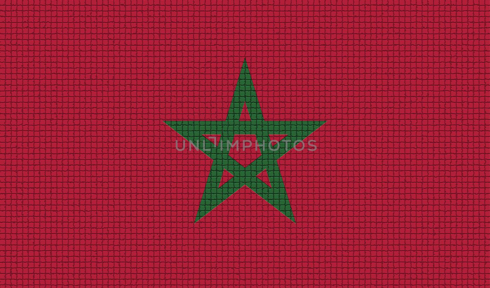Flags of Morocco with abstract textures. Rasterized version
