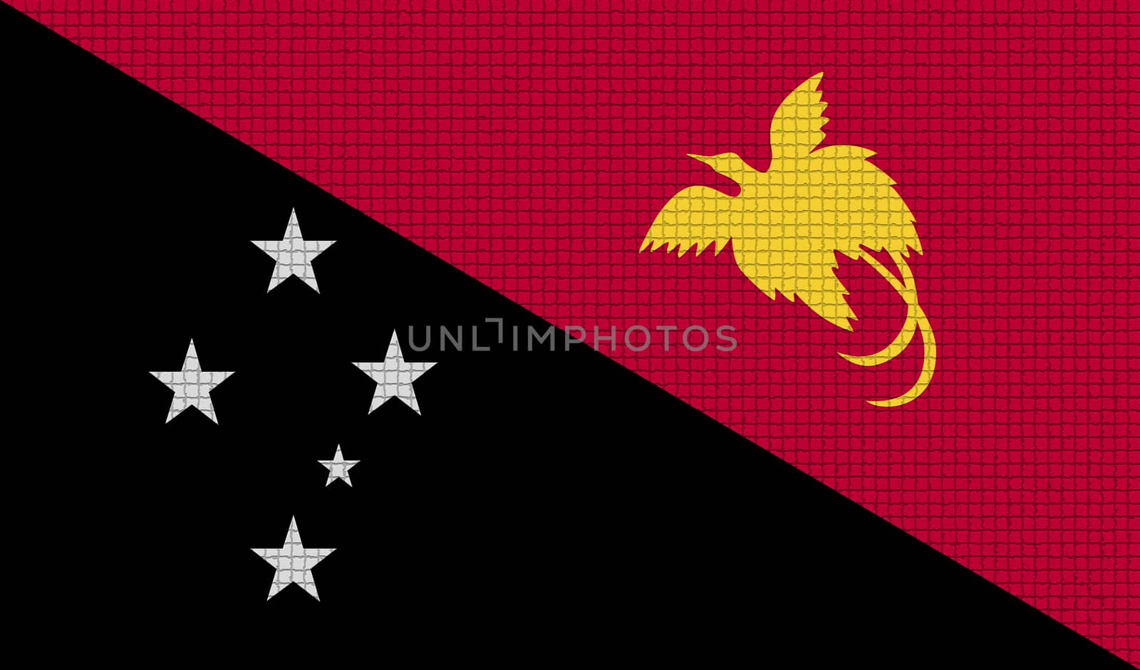 Flags of Papua New Guinea with abstract textures. Rasterized version