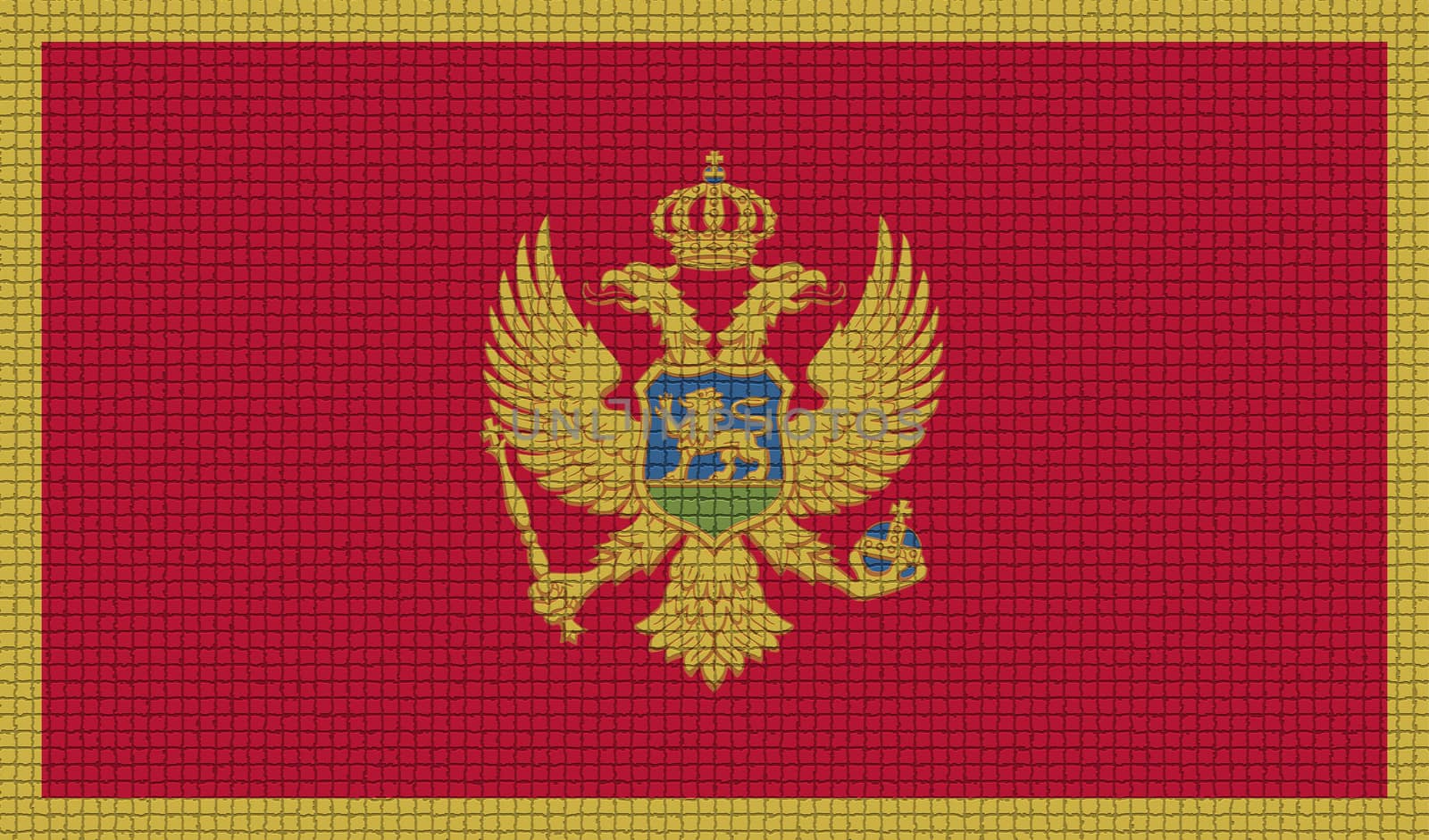 Flags of Montenegro with abstract textures. Rasterized version