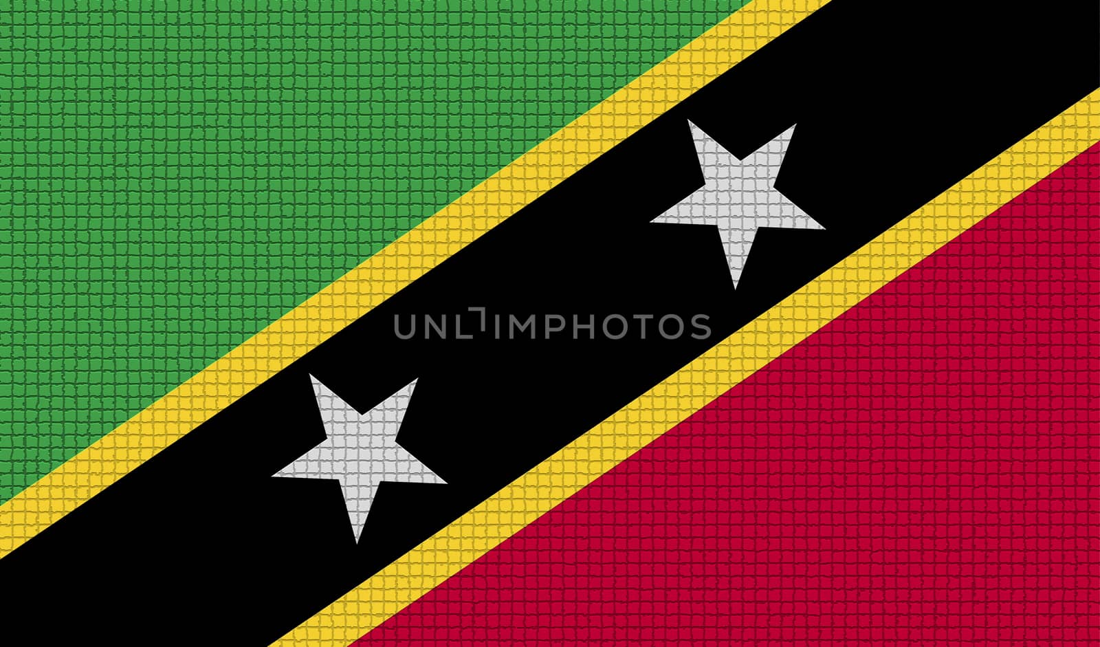 Flags Saint Kitts Nevis with abstract textures. Rasterized by serhii_lohvyniuk