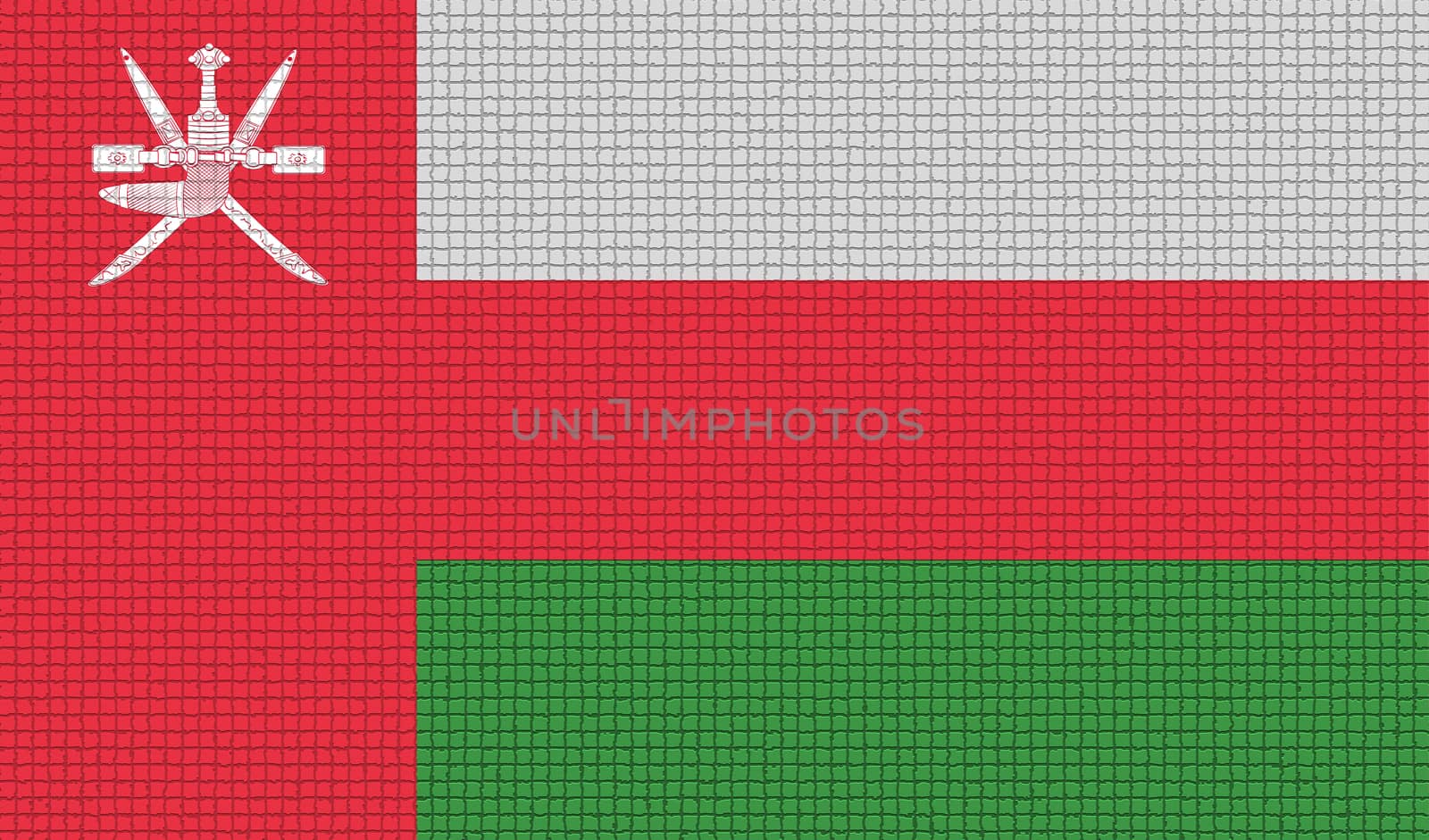 Flags of Oman with abstract textures. Rasterized version