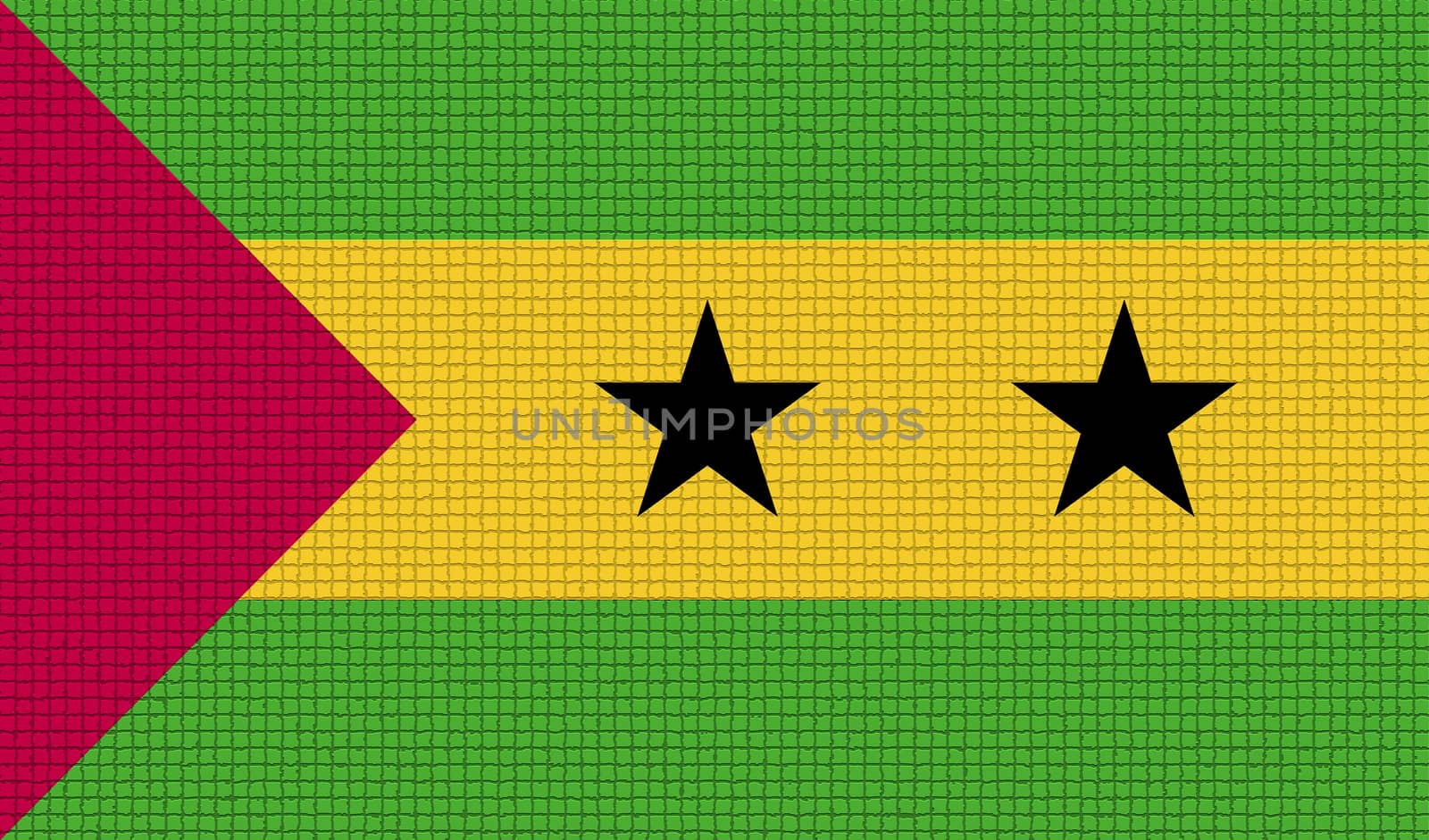 Flags of Sao Tome and Principe with abstract textures. Rasterized version