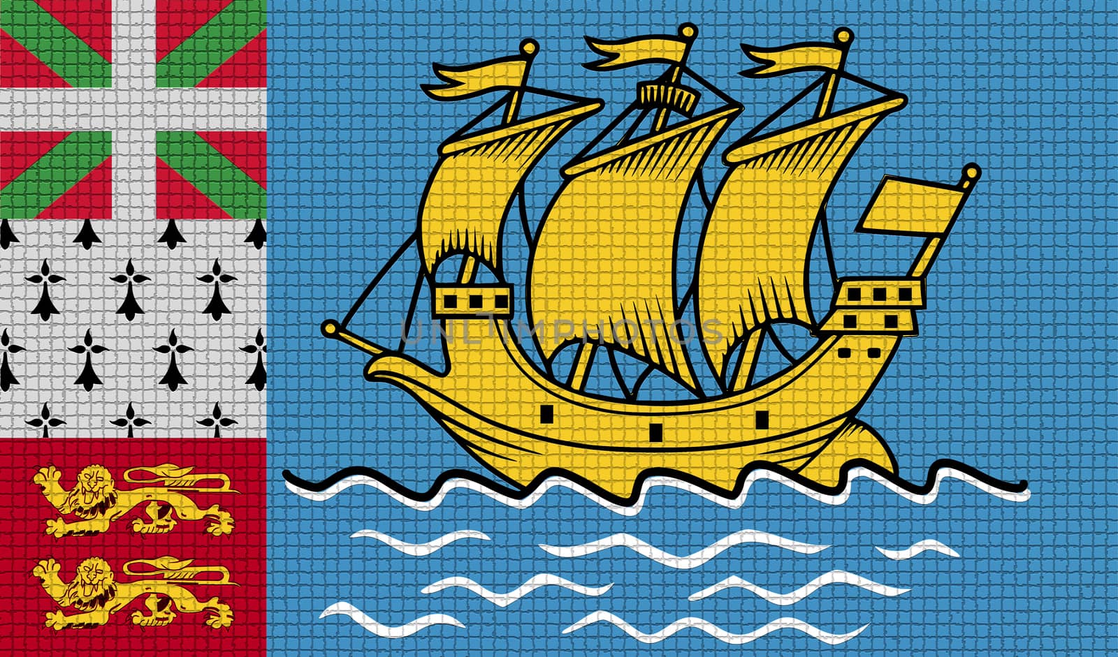 Flags of Saint Pierre and Miquelon with abstract textures. Rasterized version
