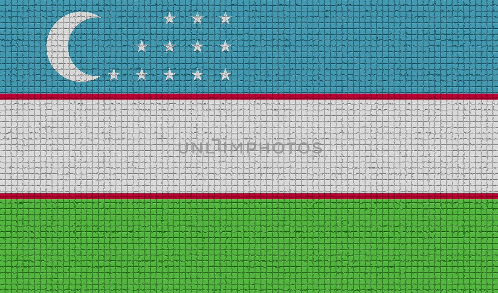 Flags Uzbekistan with abstract textures. Rasterized by serhii_lohvyniuk