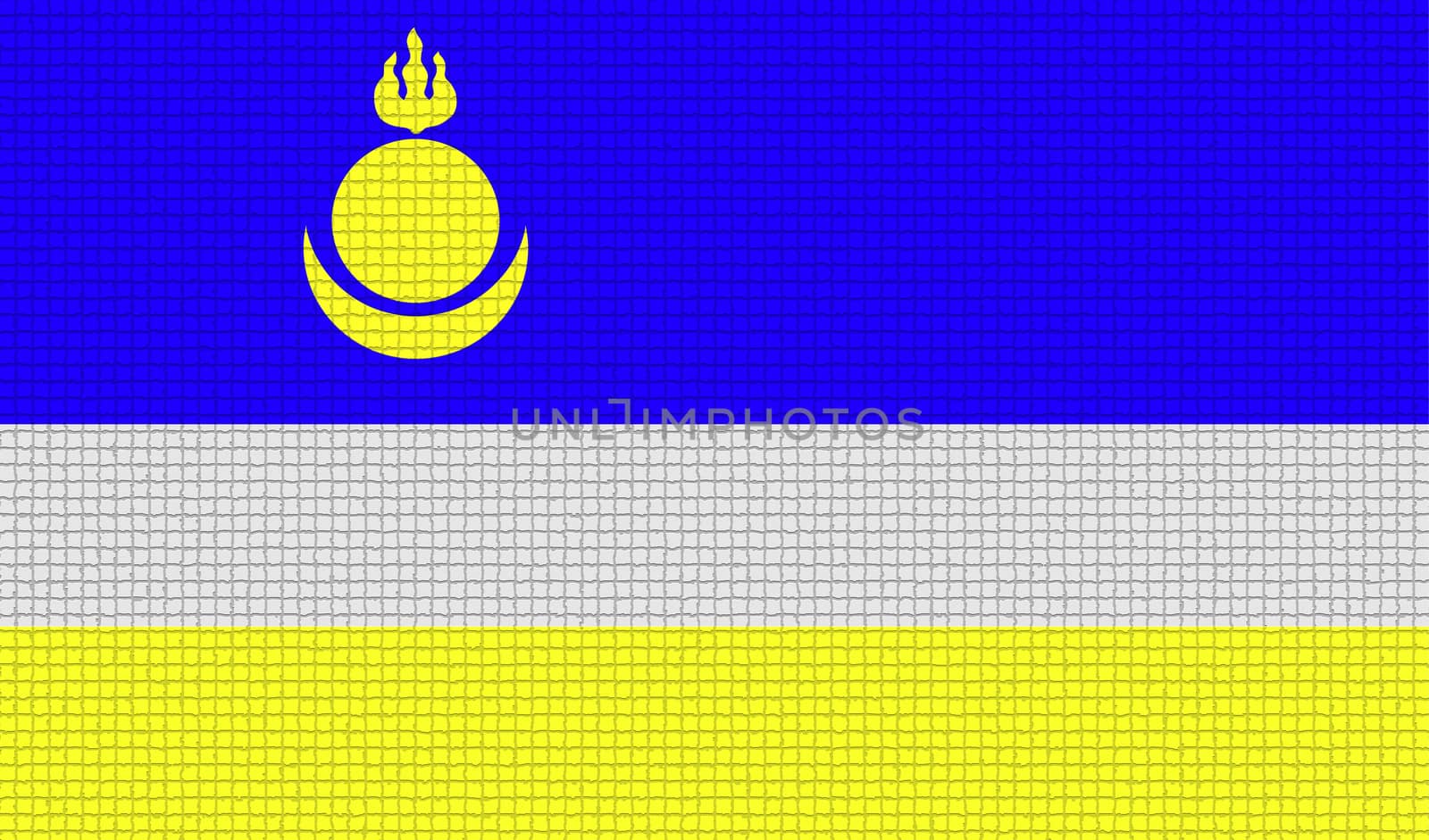 Flags of Buryatia with abstract textures. Rasterized version