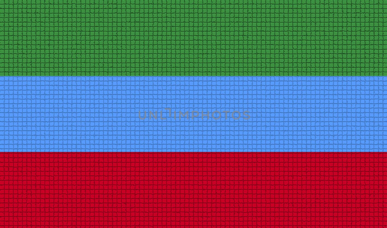 Flags of Dagestan with abstract textures. Rasterized version