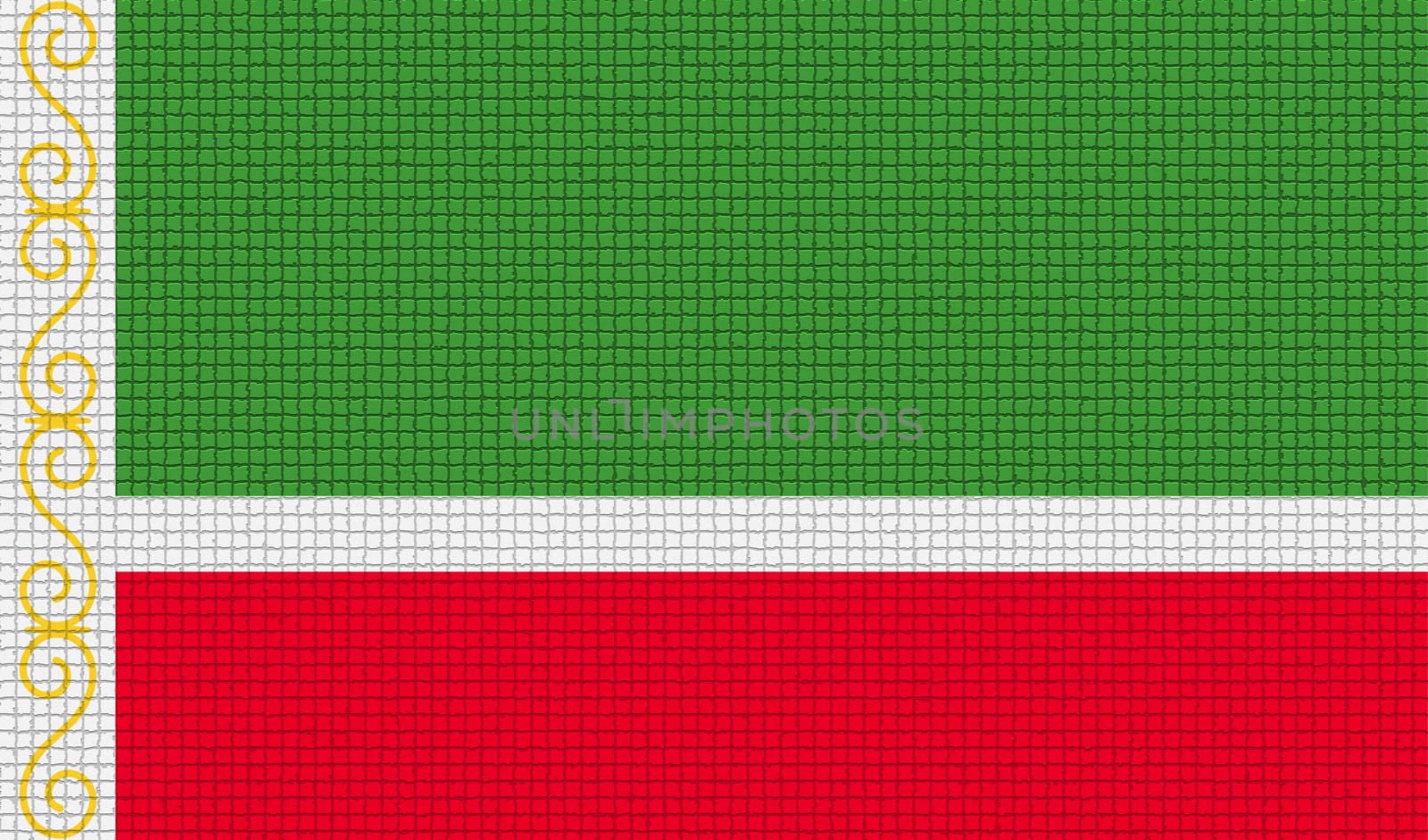 Flags of Chechen Republic with abstract textures. Rasterized version