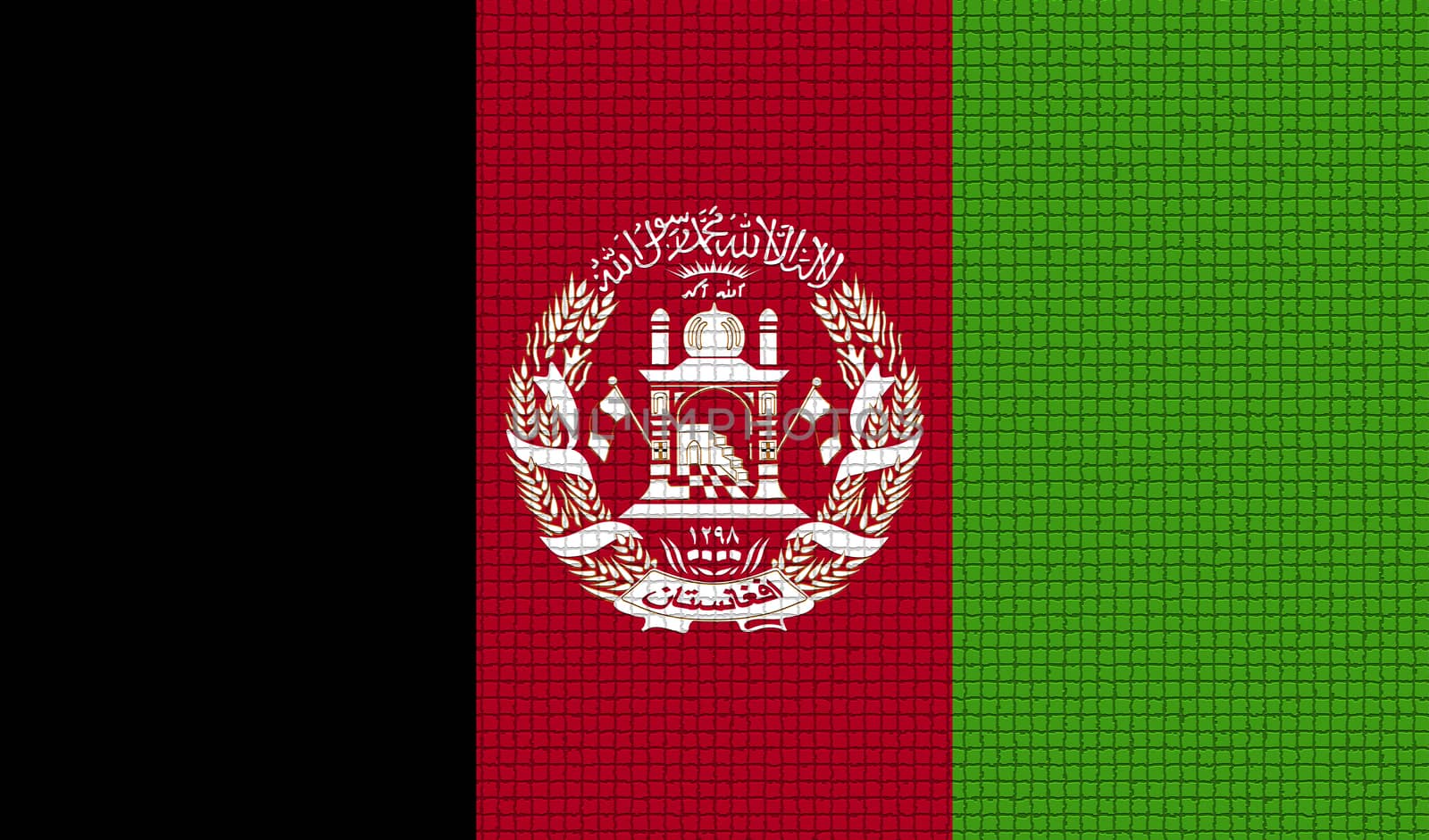 Flags of Afghanistan with abstract textures. Rasterized version