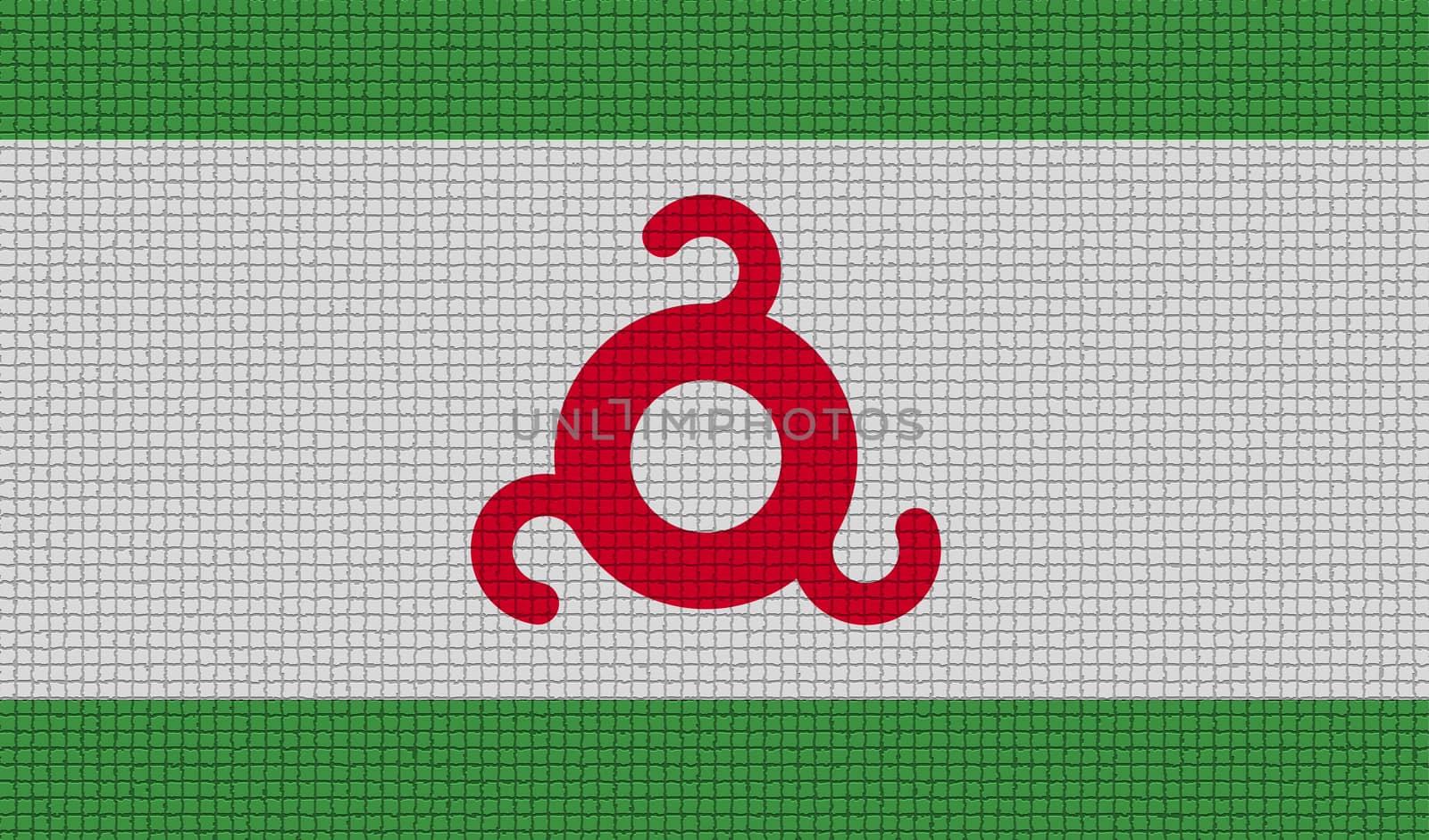 Flags of Ingushetia with abstract textures. Rasterized version