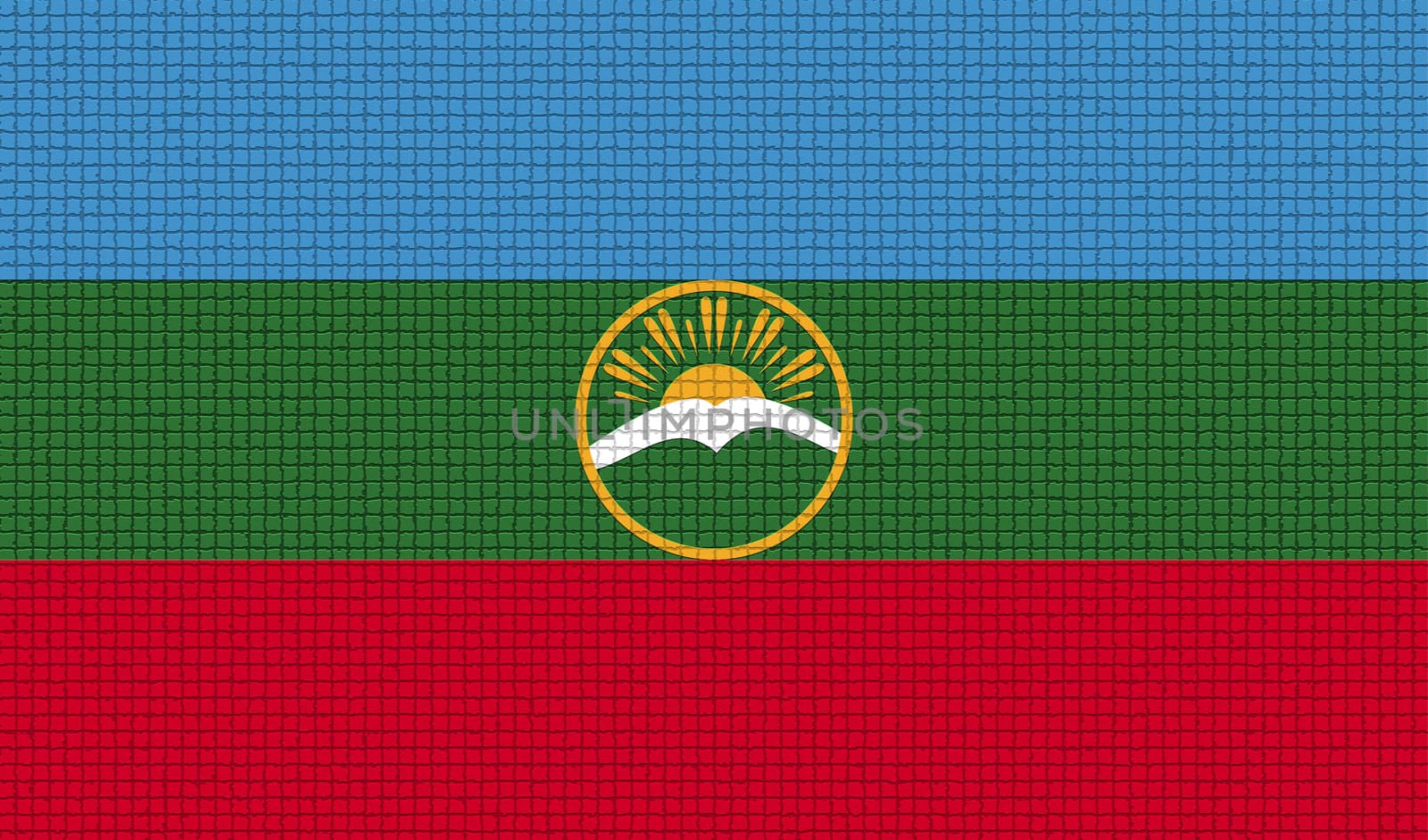 Flags KarachayCherkessia with abstract textures. Rasterized by serhii_lohvyniuk