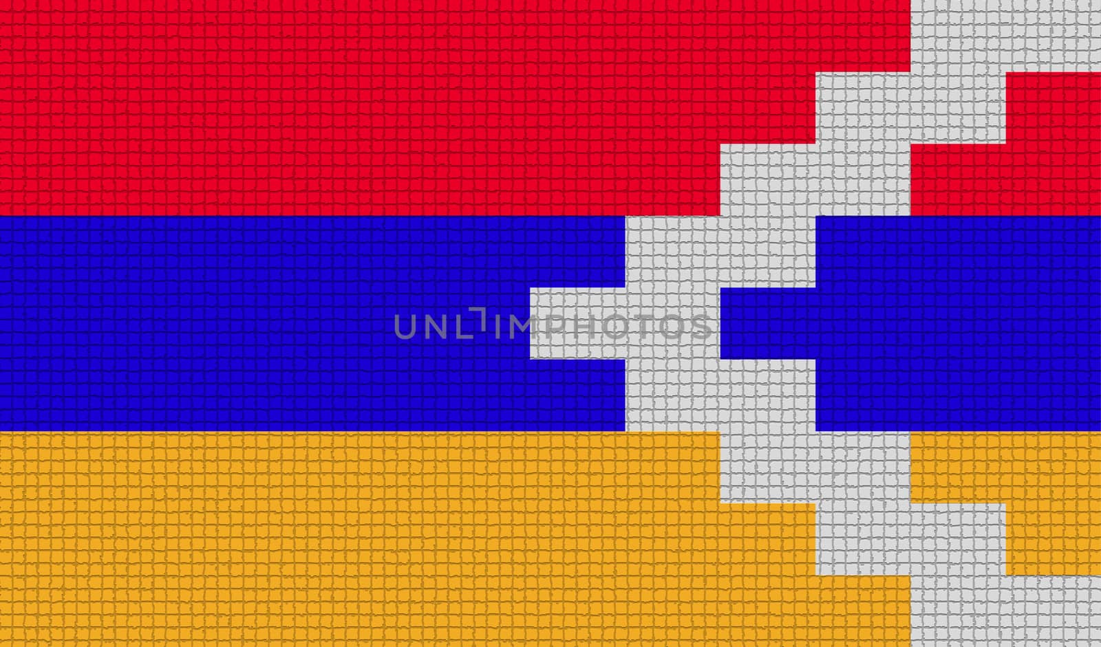 Flags of Karabakh Republic with abstract textures. Rasterized version