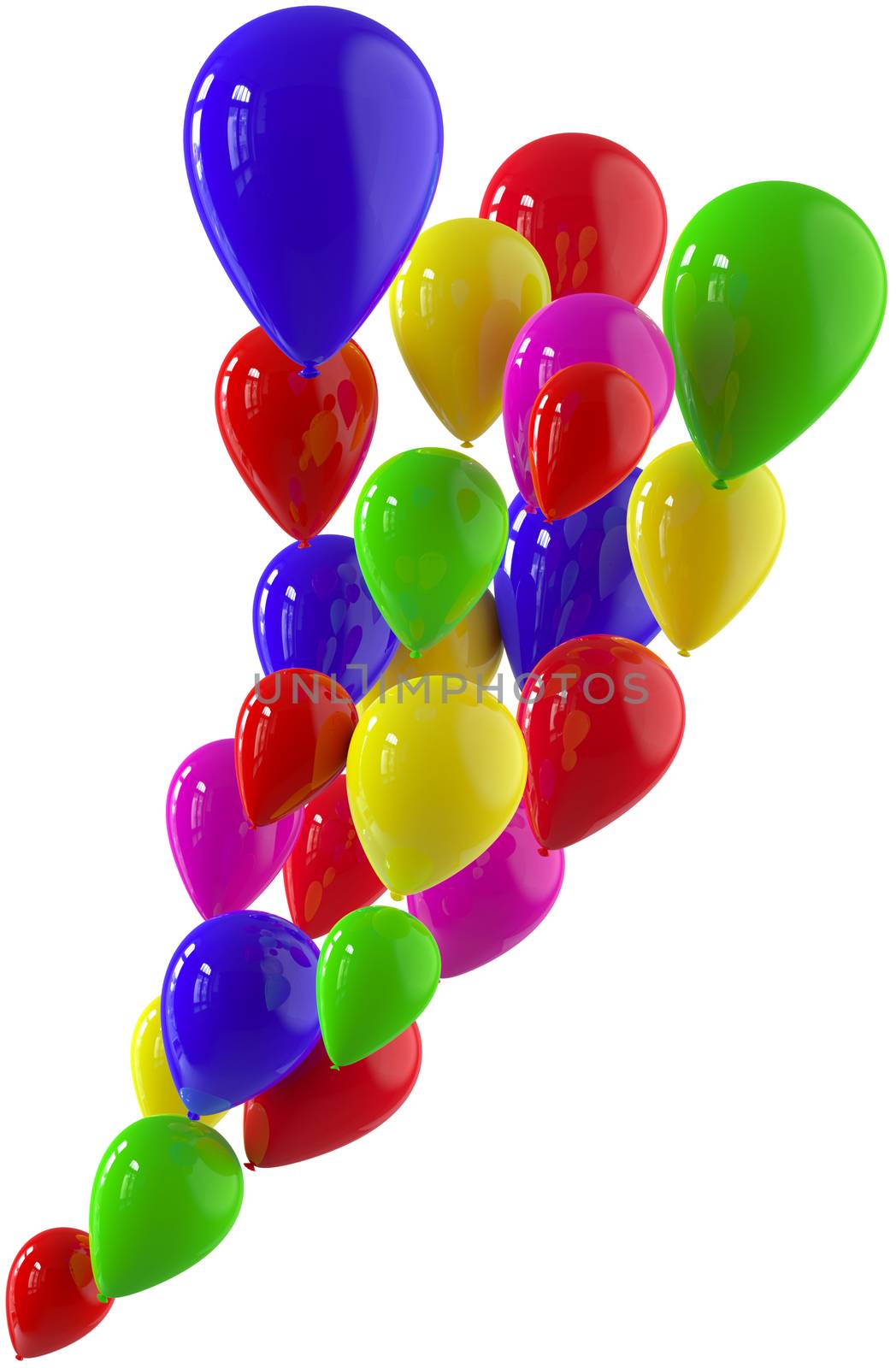 Flying bunch of balloons with helium for holiday