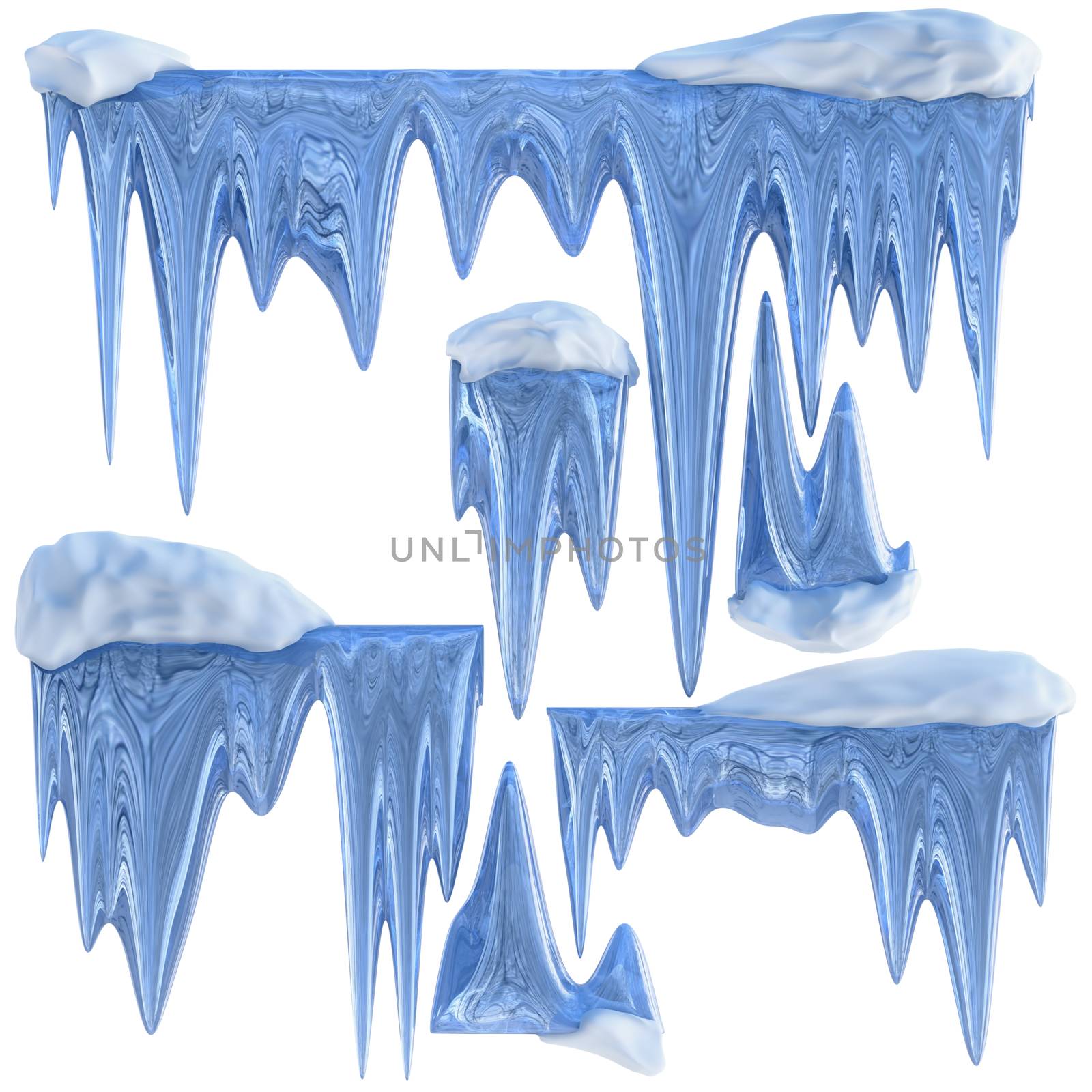 set of hanging thawing icicles of a blue shade by merzavka