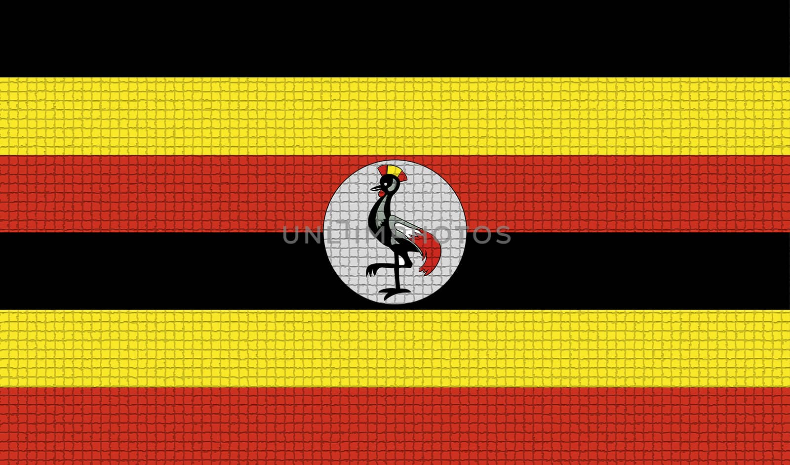 Flags Uganda with abstract textures. Rasterized by serhii_lohvyniuk