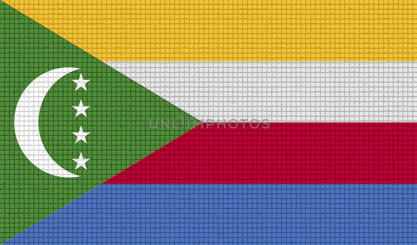 Flags Comoros with abstract textures. Rasterized by serhii_lohvyniuk