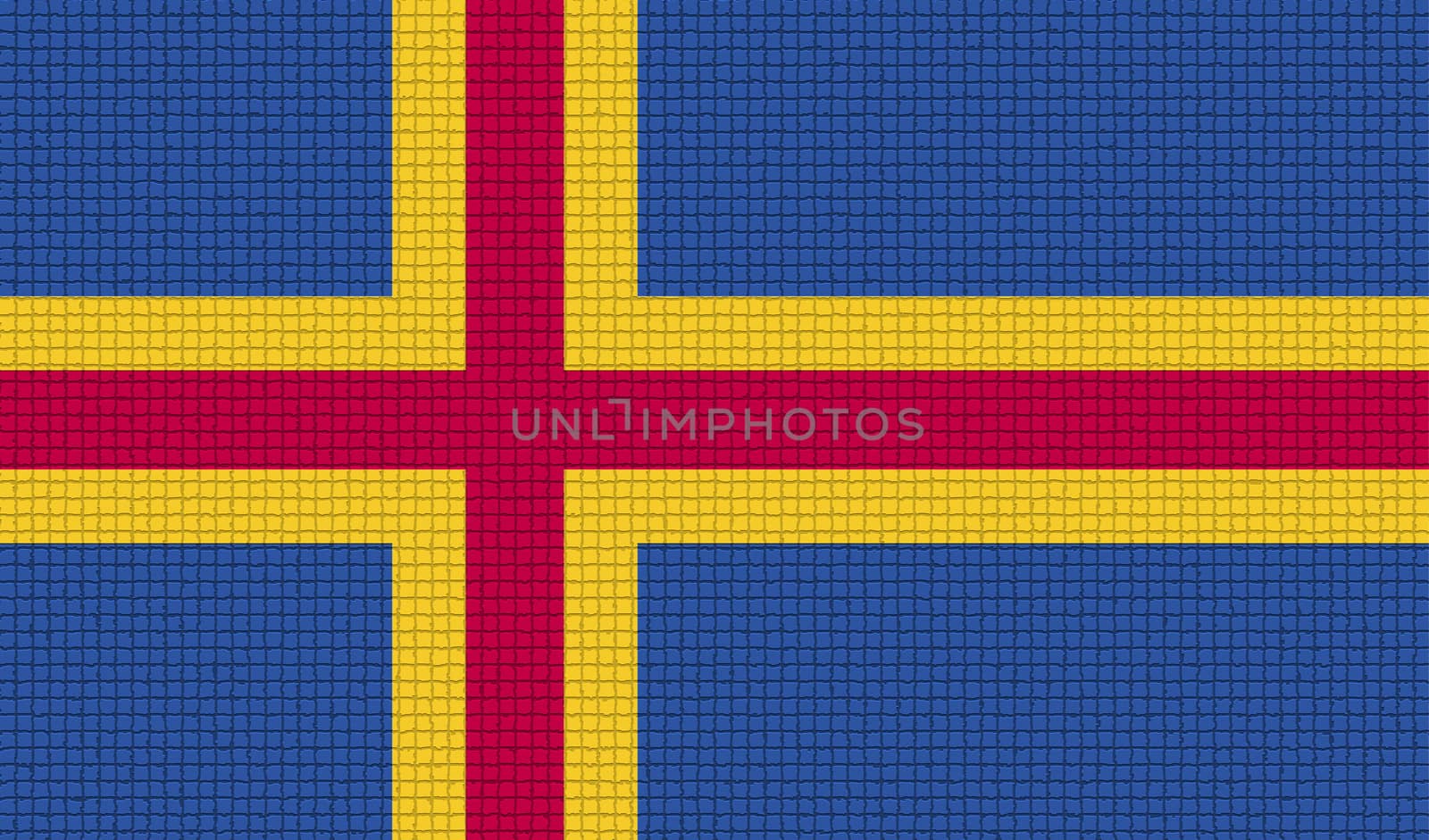 Flags of Aland with abstract textures. Rasterized version