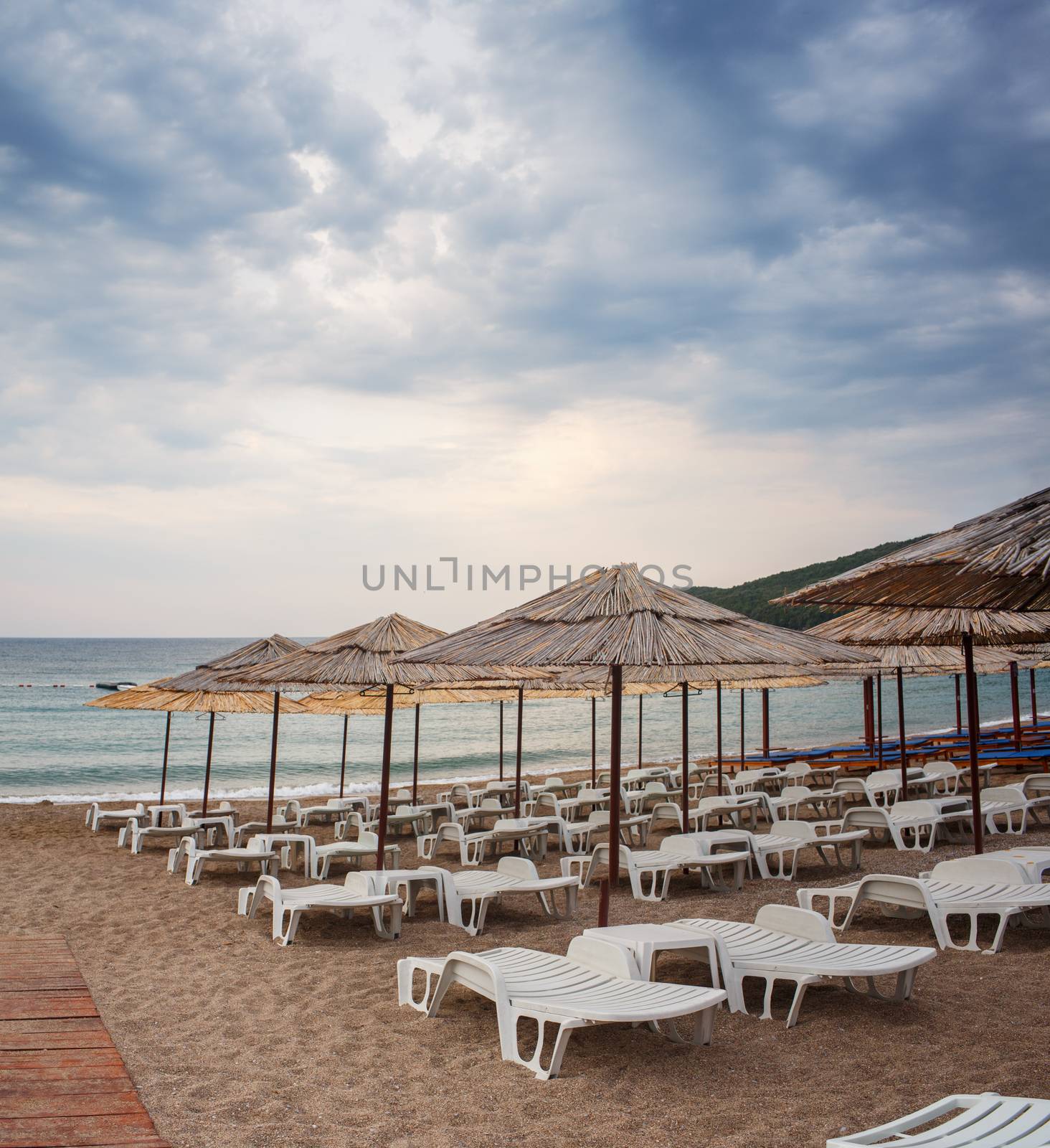 Jaz beach in morning. Budva, Montenegro by vlad_star