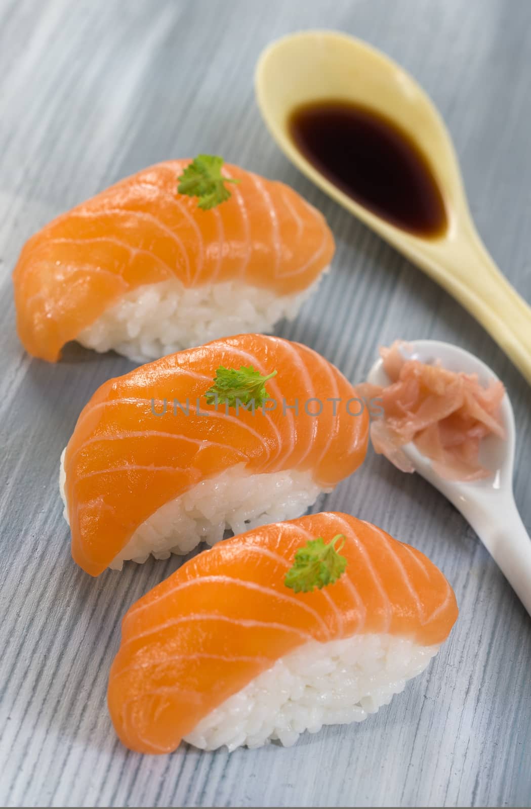 Fresh  atlantic salmon Sushi by JPC-PROD