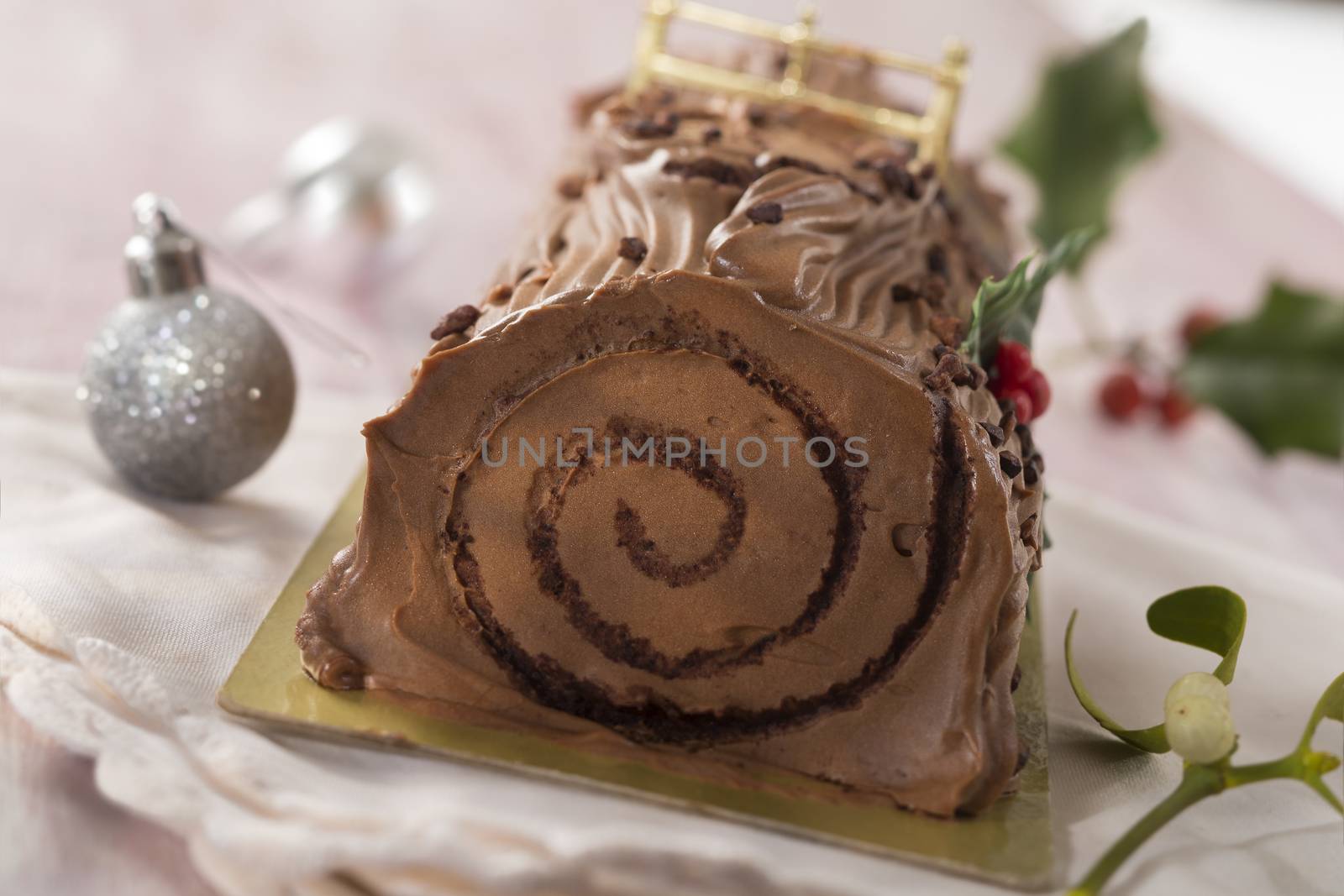 Christmas chocolate yule log cake by JPC-PROD