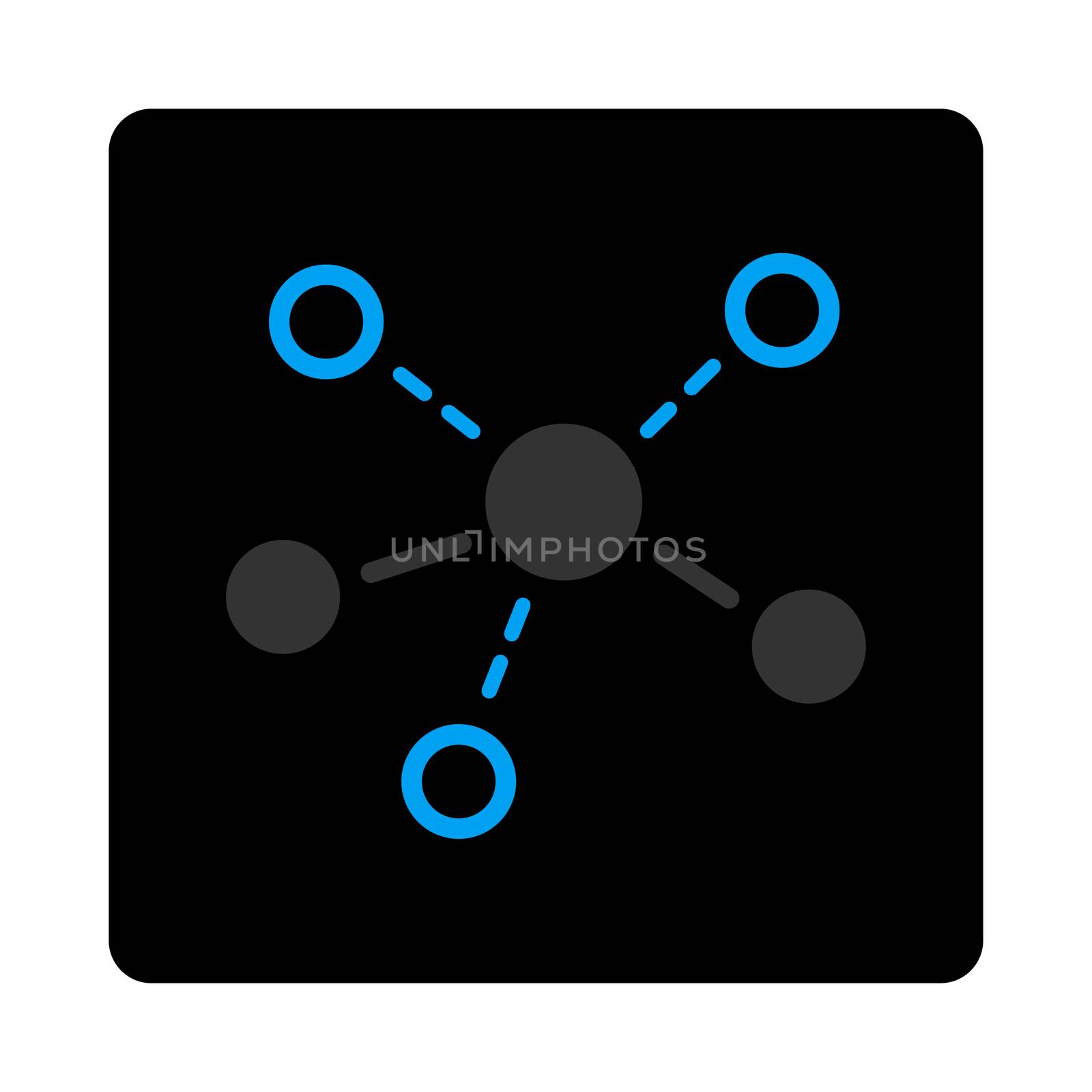 Structure icon. The icon symbol is drawn with blue and gray colors on a black button isolated on a white background.