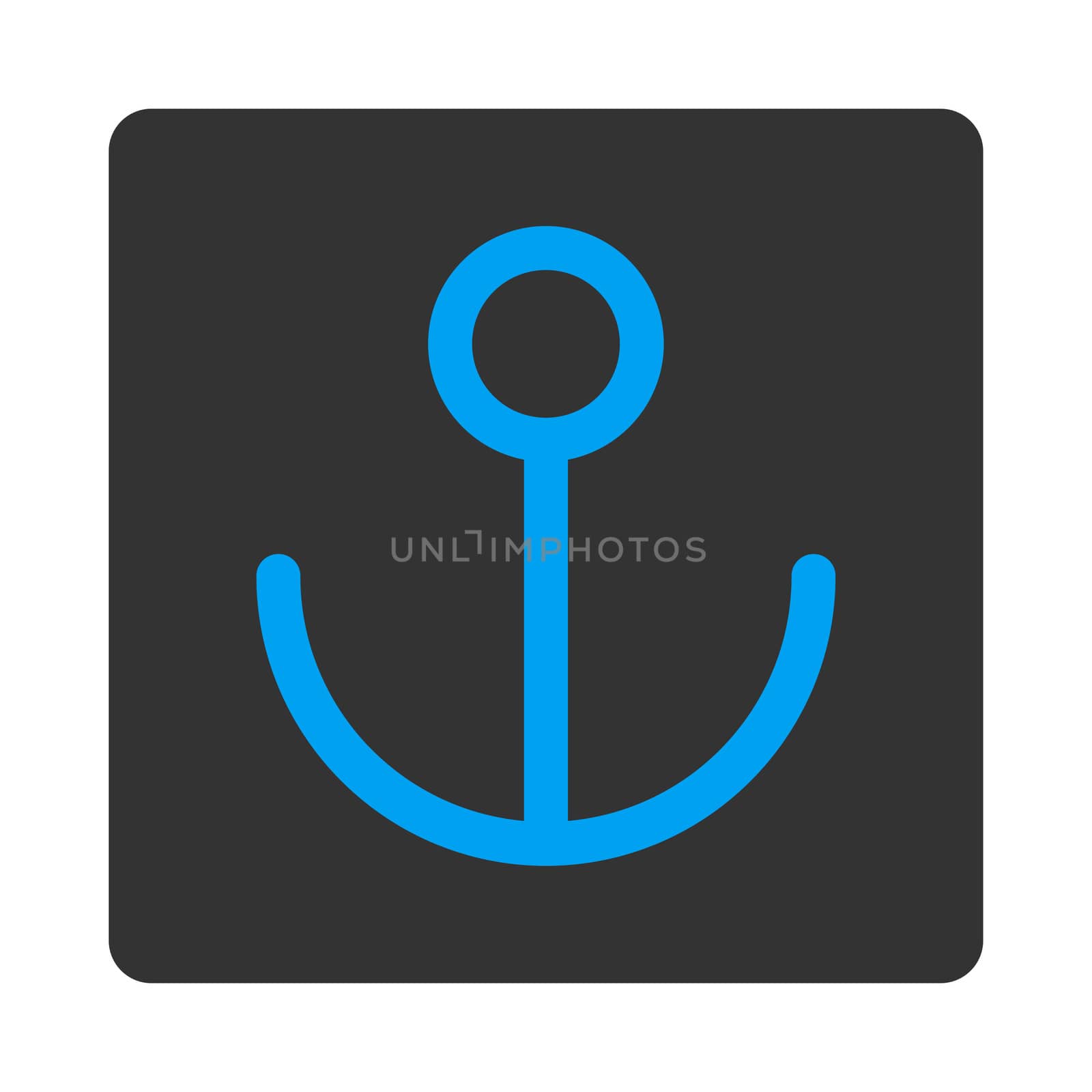 Anchor icon. This flat rounded square button uses white and gray colors and isolated on a white background.