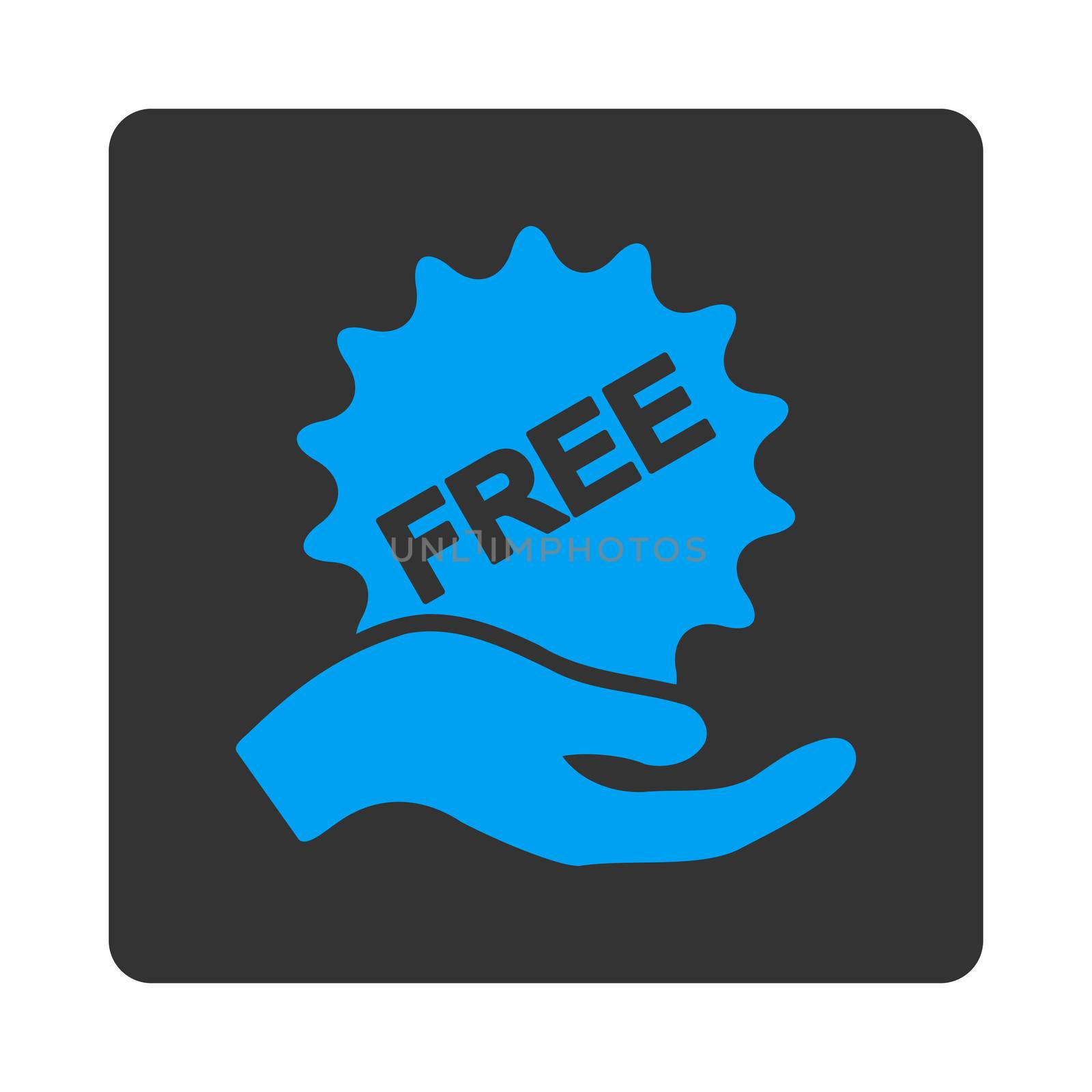 Free present icon. This flat rounded square button uses white and gray colors and isolated on a white background.