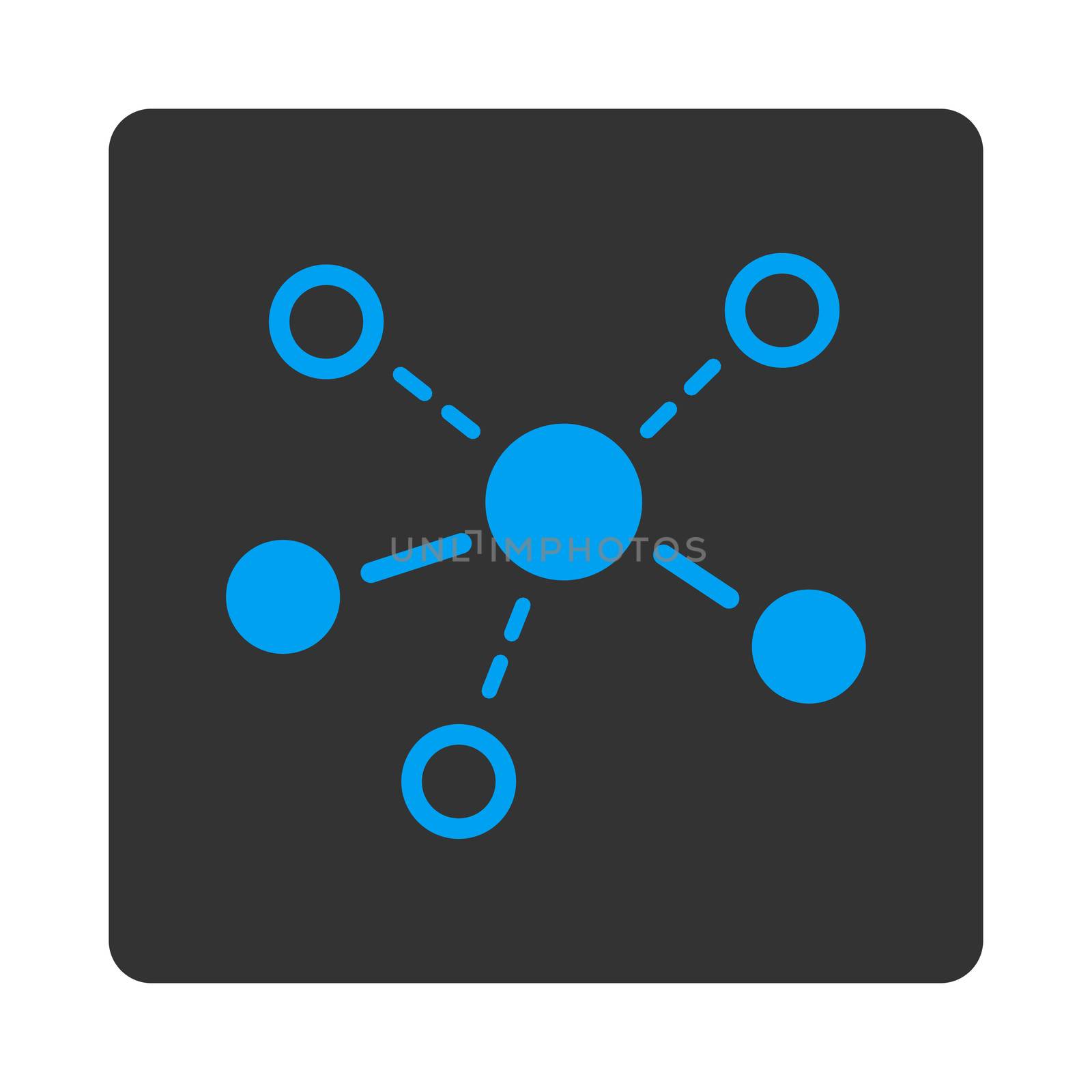 Structure icon. This flat rounded square button uses white and gray colors and isolated on a white background.