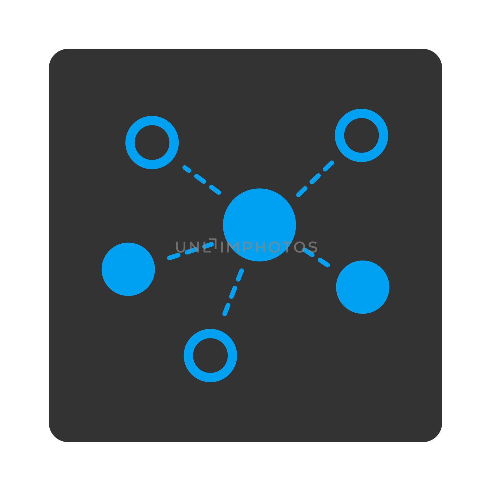 Virtiual links icon. This flat rounded square button uses white and gray colors and isolated on a white background.