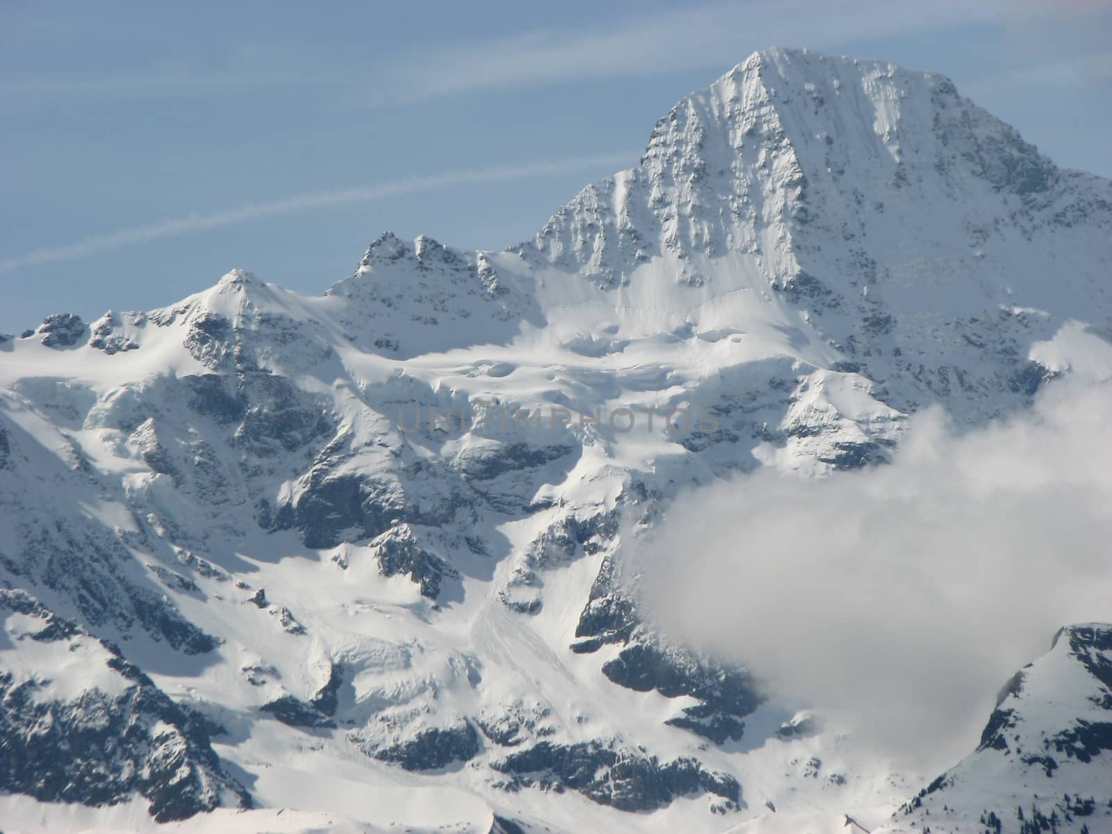 A beautiful view of the snow clad mountain in the swiss alps