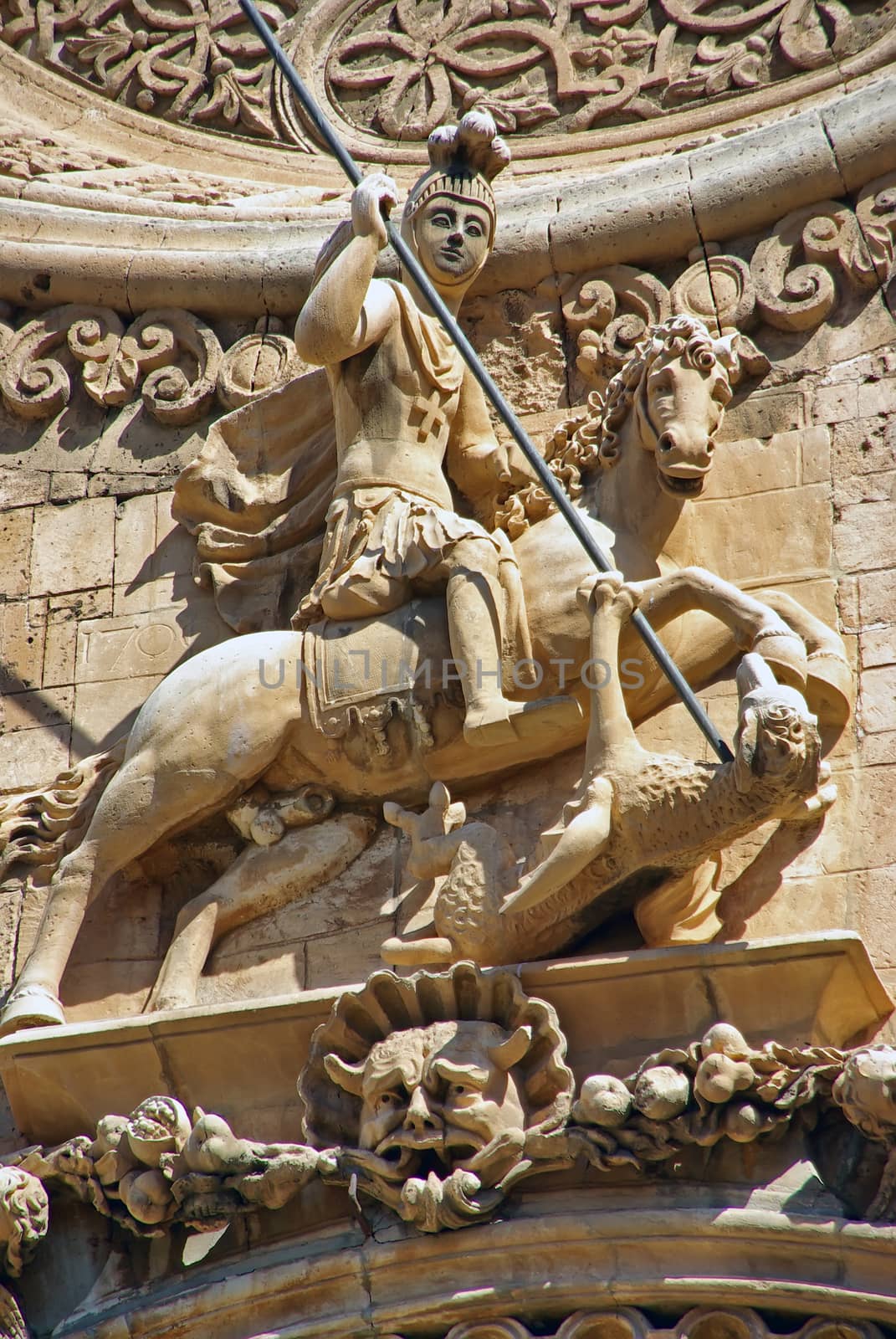 Saint George statue in a church of Majorca (Spain) (Plaça de Sant Francesc)
