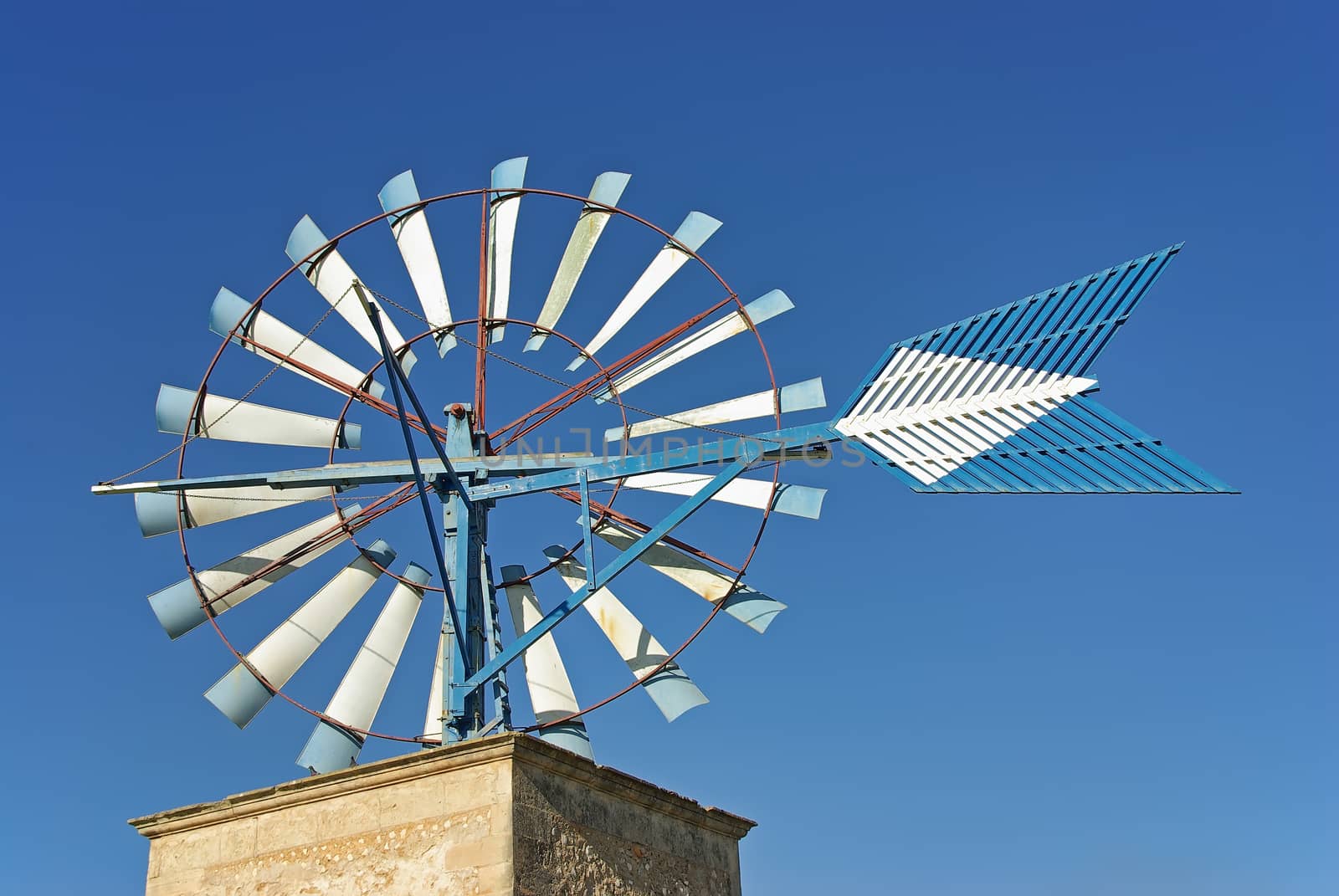 Typical ancient windmill in Majorca rural side