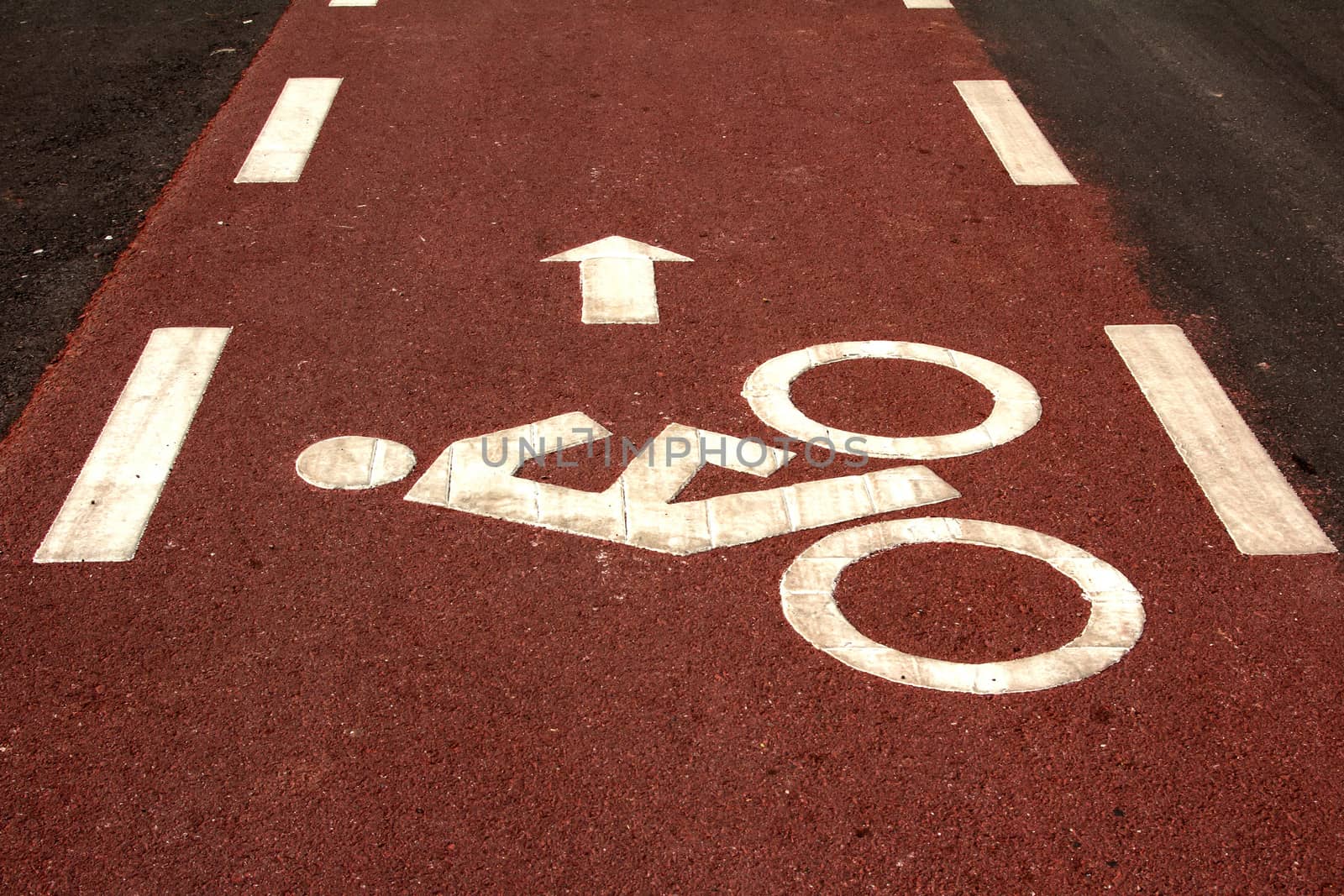 Bicycle road sign and arrow in outdoors