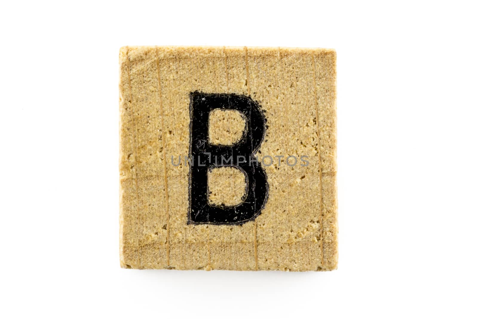 Wooden alphabet blocks with letters B by urubank