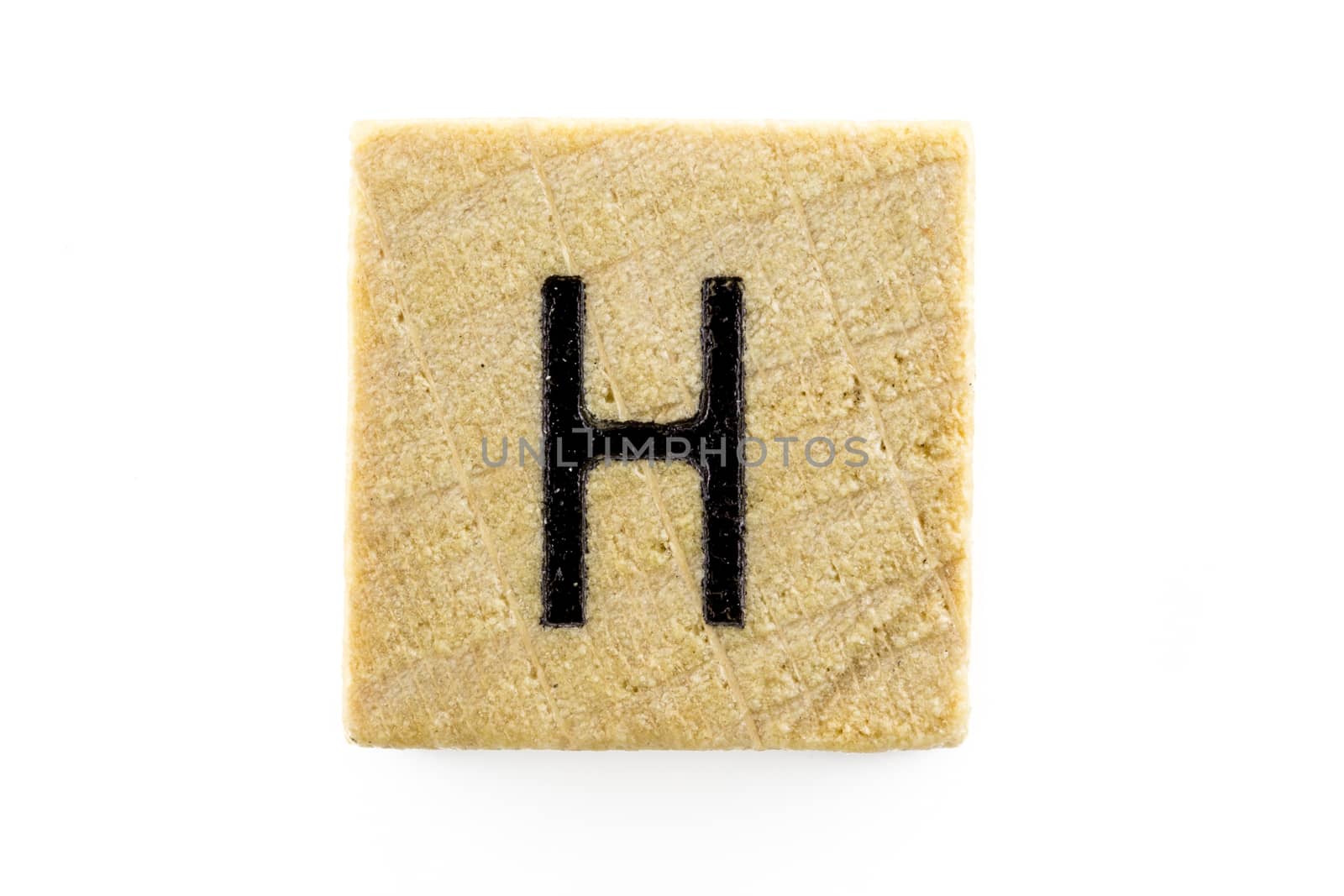 Wooden alphabet blocks with letters H by urubank