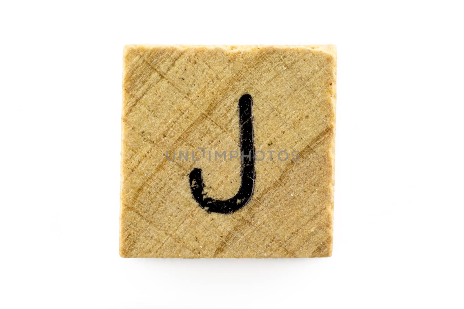 Wooden alphabet blocks with letters J (Isolated)