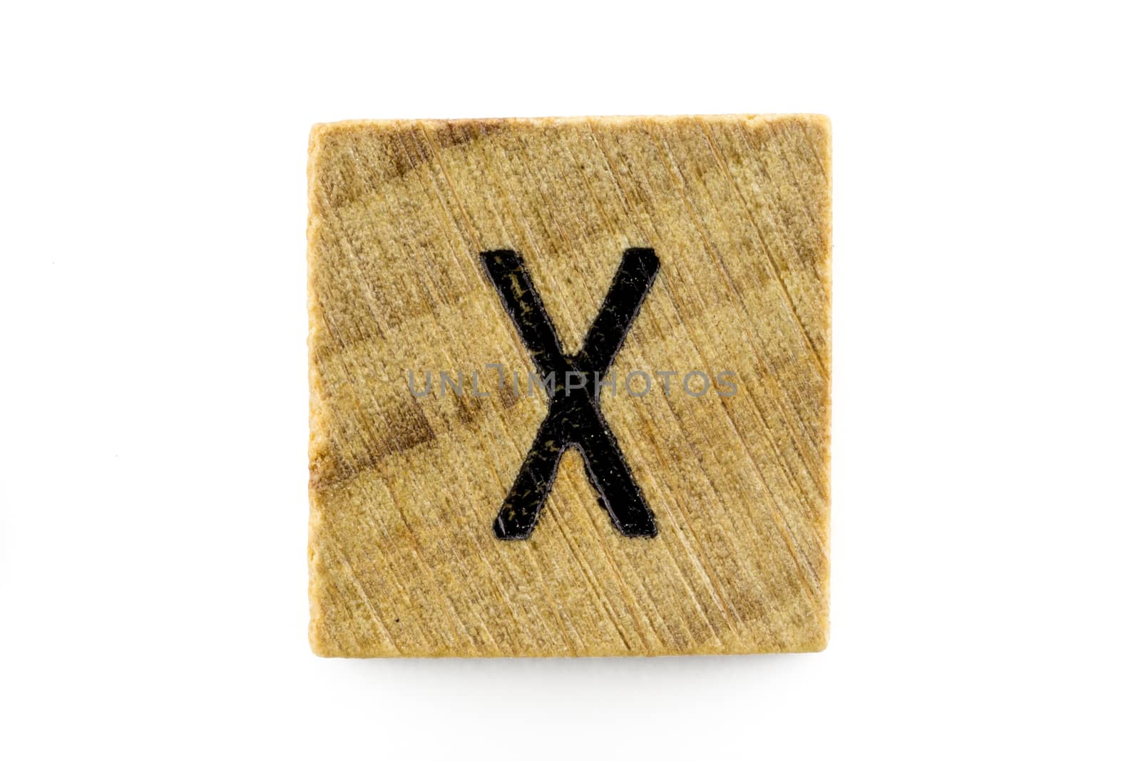 Wooden alphabet blocks with letters X by urubank