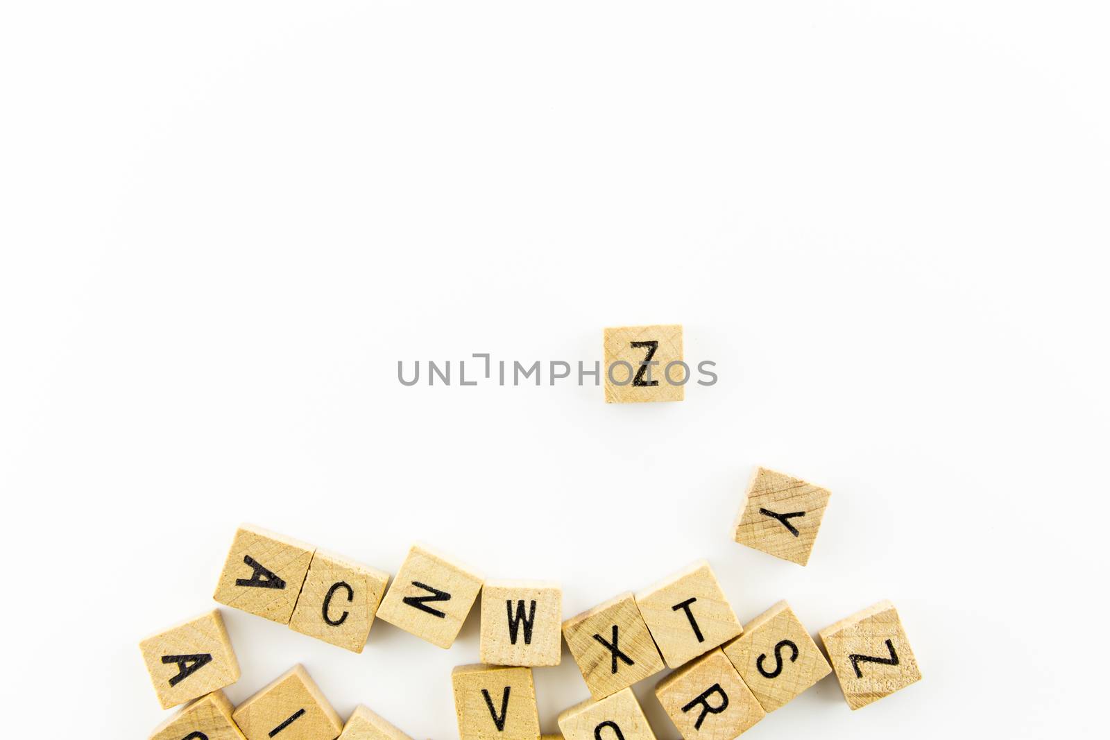 Wooden alphabet blocks with many letters by urubank