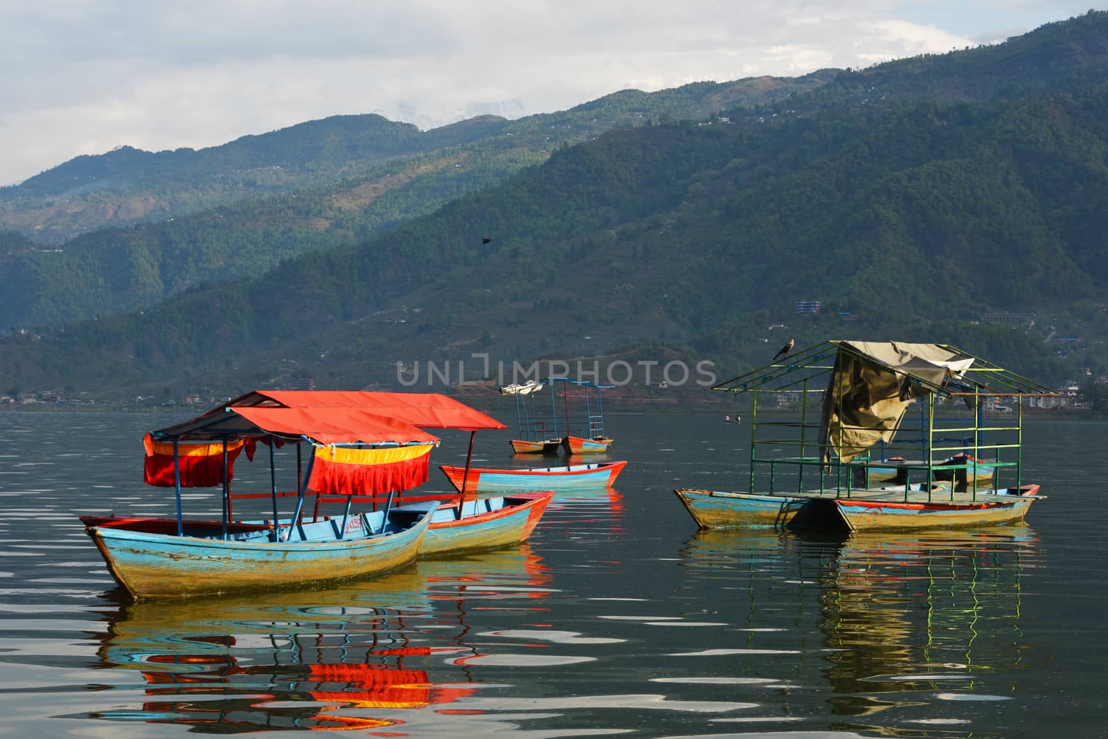 view of Phewa lake at Pokhara, Nepal