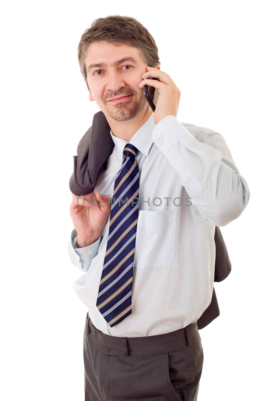 young business man on the phone, isolated