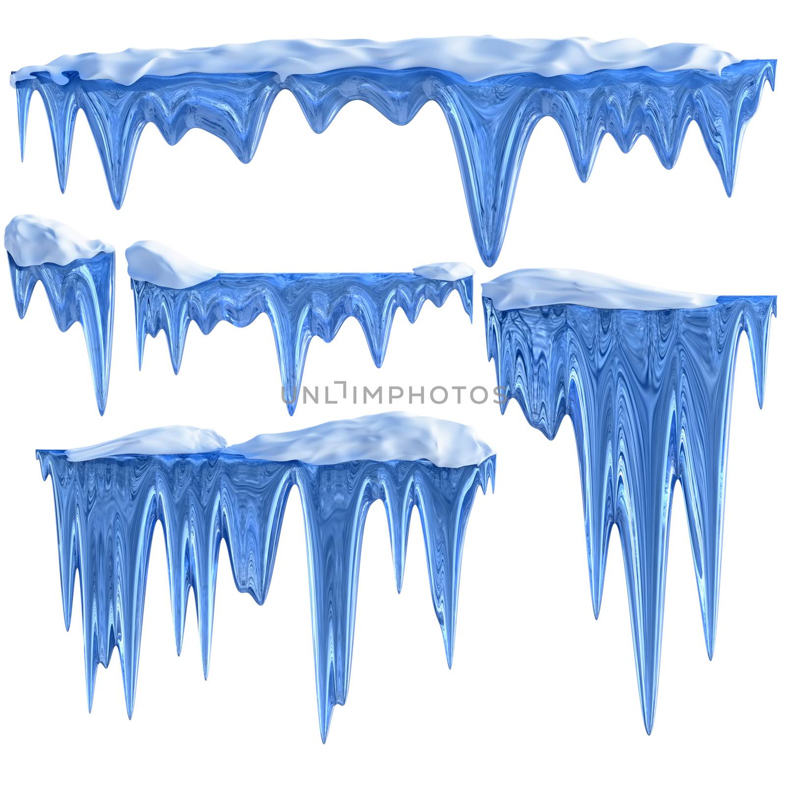 set of hanging thawing icicles of a blue shade by merzavka
