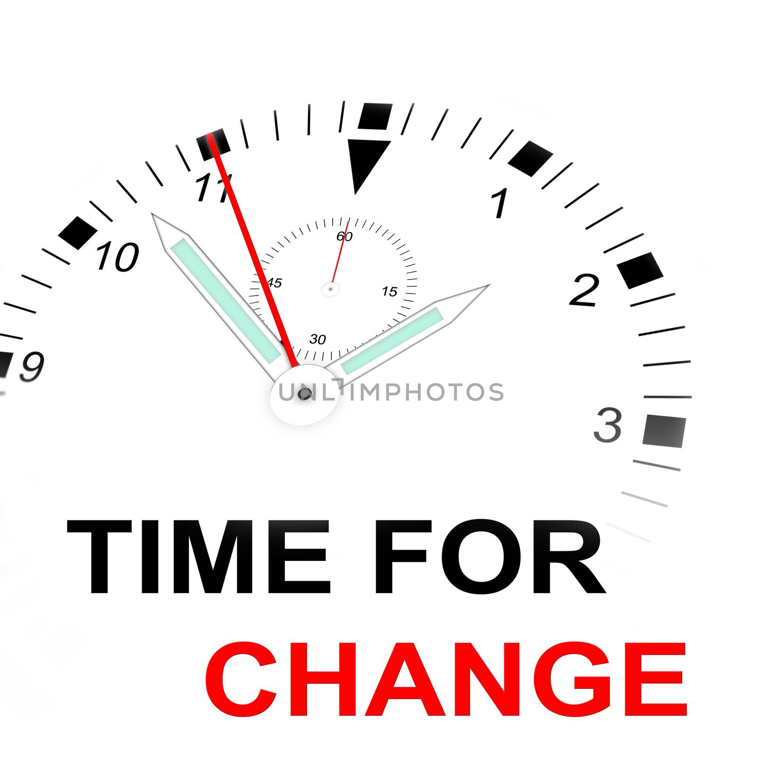Illustration of a watch with text "TIME FOR CHANGE"