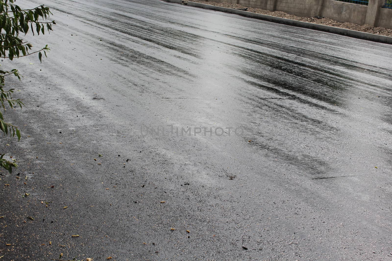 Freshly laid black tar asphalt pavement by nurjan100