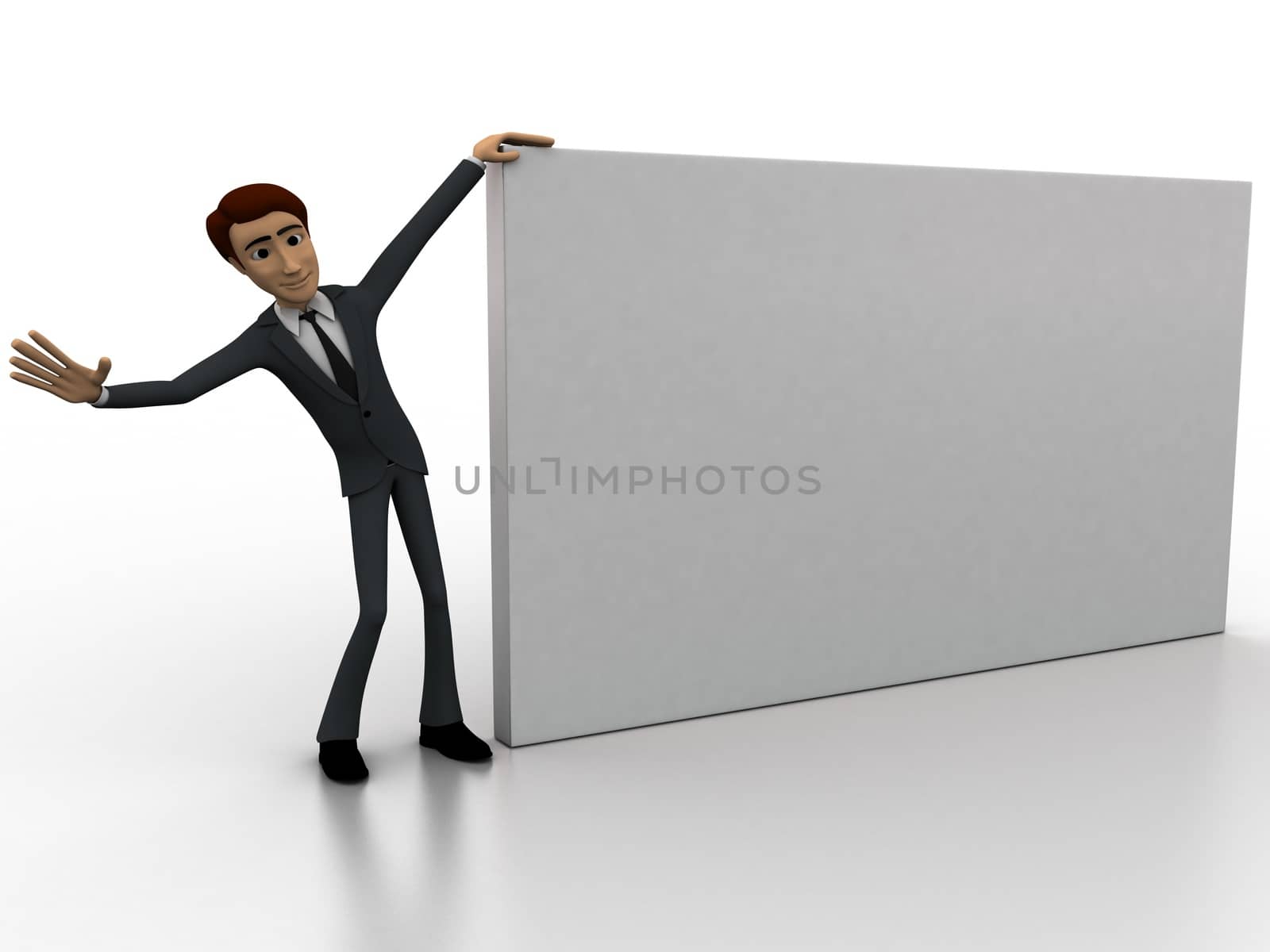 3d man with big banner concept by touchmenithin@gmail.com