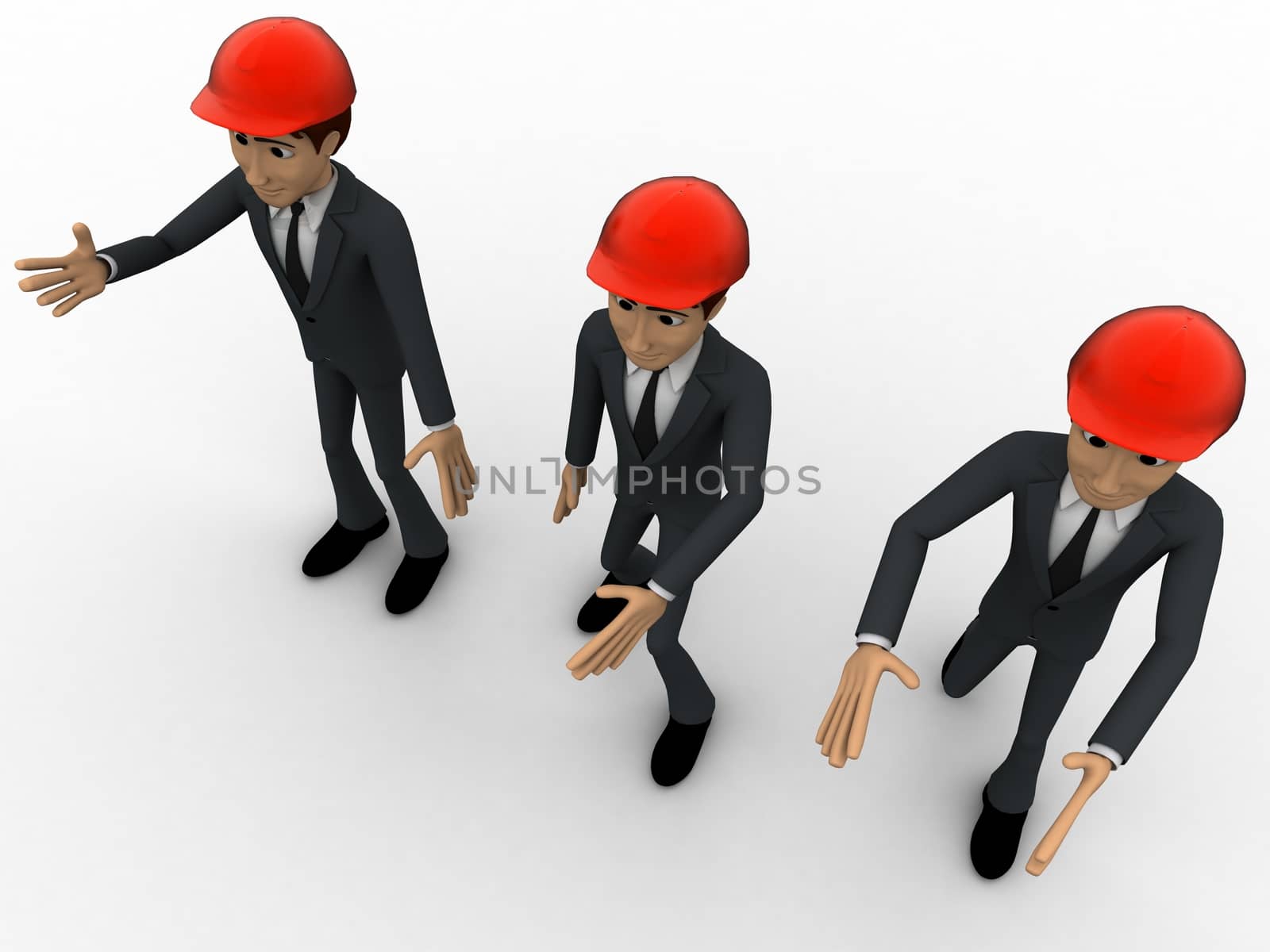 3d men construction engineer  happy and walking concept by touchmenithin@gmail.com